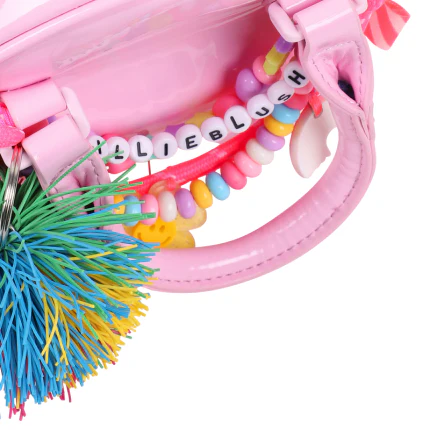 Borsa Billie Blush rosa con dettagli perline e logo lettering - Image 4