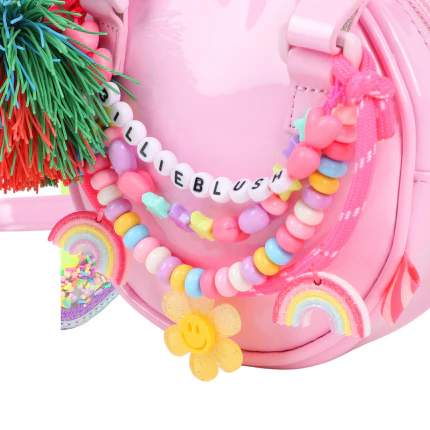 Borsa Billie Blush rosa con dettagli perline e logo lettering - Image 5