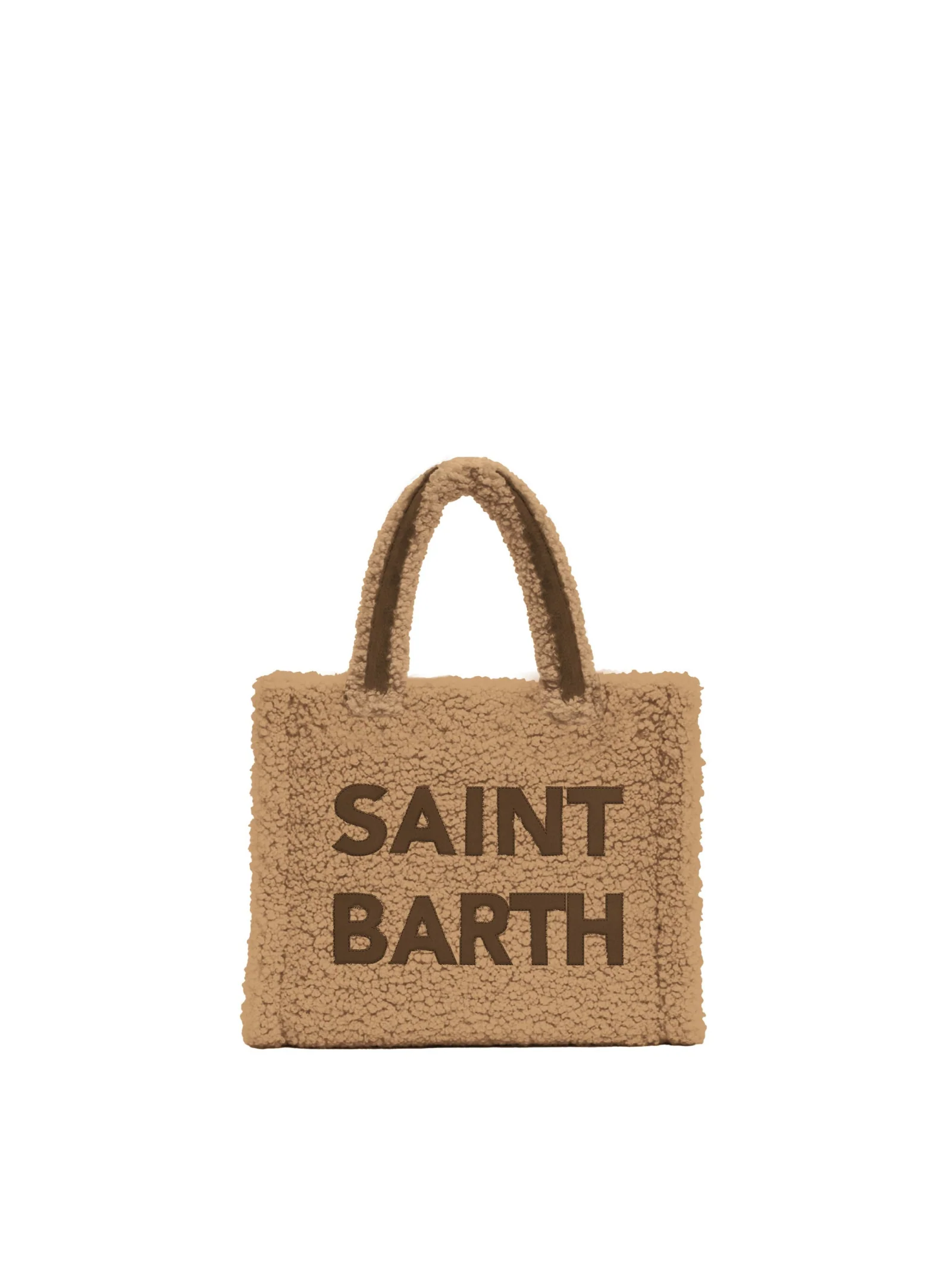 Borsa Colette effetto teddy Saint Barth marrone con maxi logo