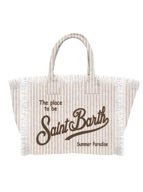 Borsa "Colette in lino" Saint Barth beige a righe