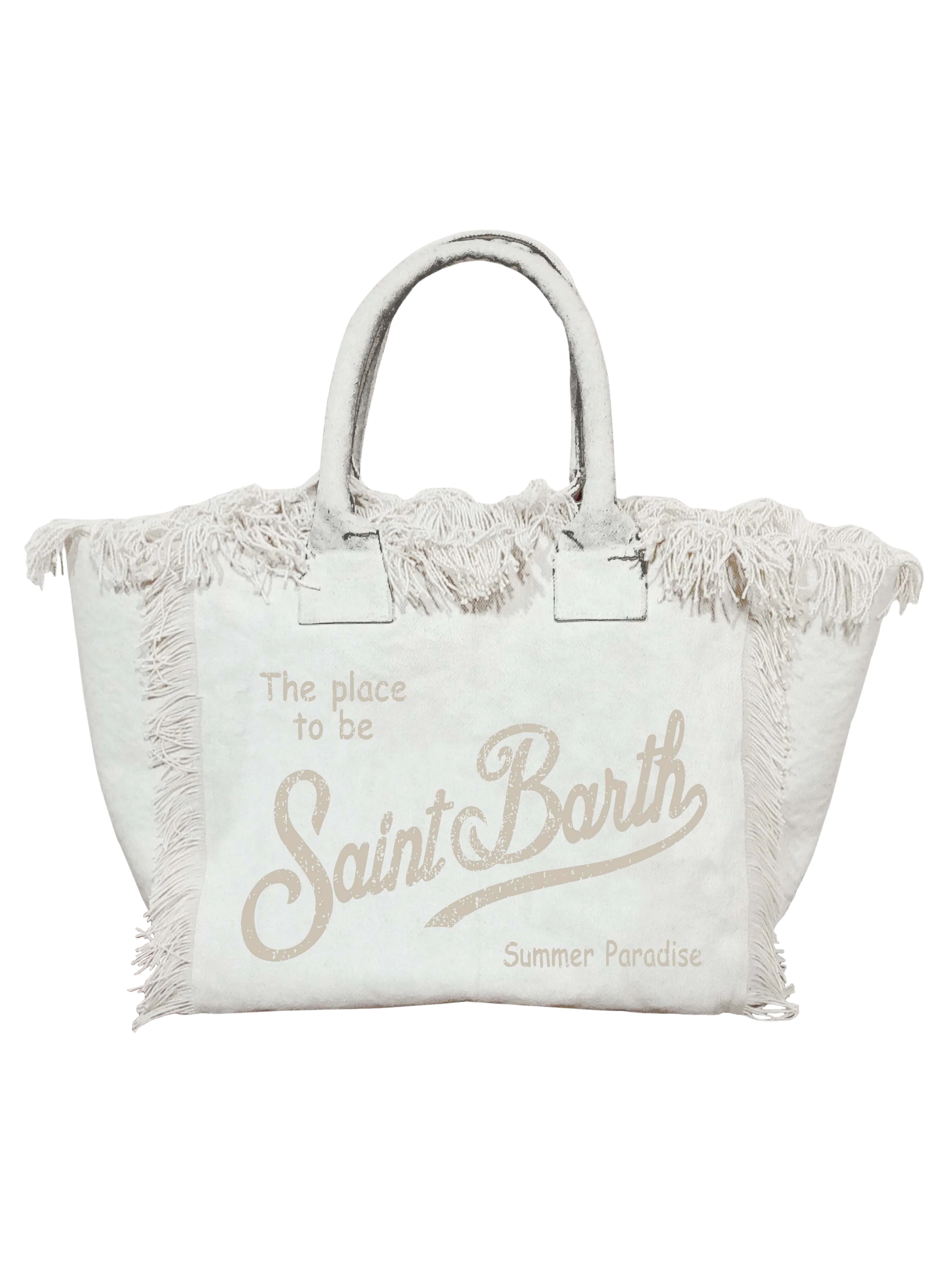 Borsa "Colette" Saint Barth bianca con logo satinato
