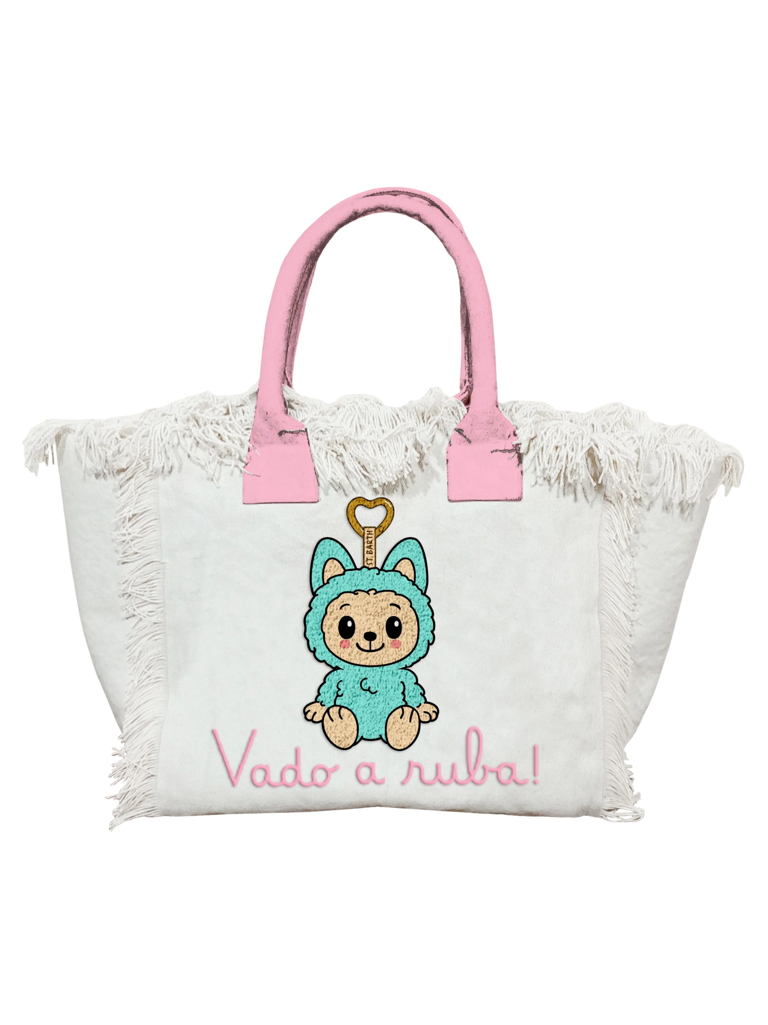 Borsa "Colette" Saint Barth bianca con stampa "LABUBU"