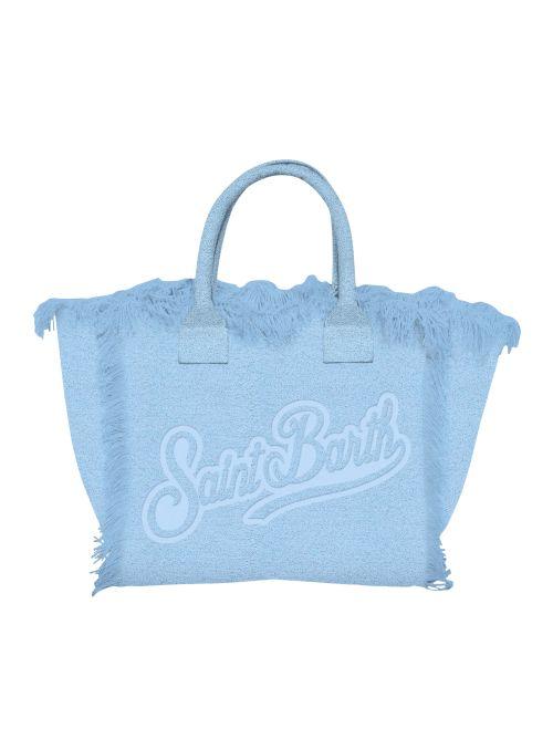 Borsa "Colette Terry" Saint Barth azzurra con logo in rilievo
