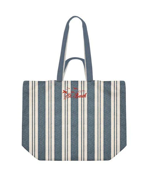 Borsa "Essential Beach Cotton" Saint Barth a righe blu