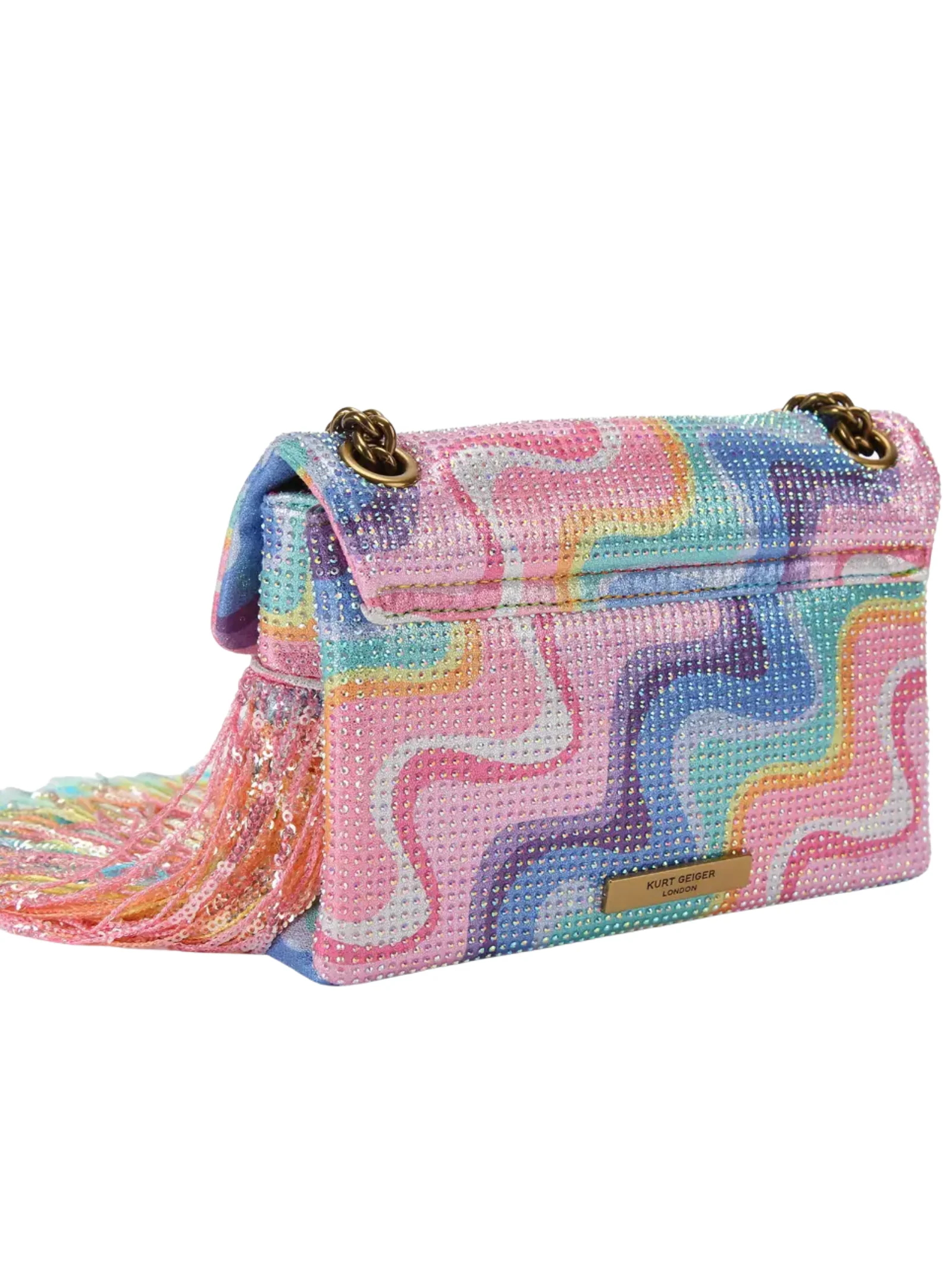 Borsa "Fabric mini Kensington" Kurt Geiger multicolor con frange - Image 3