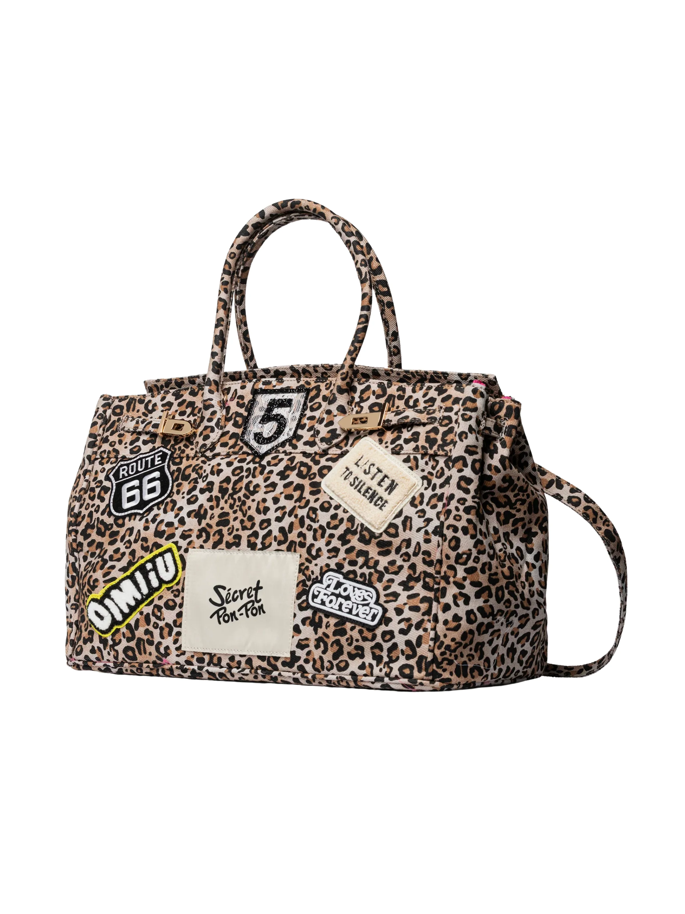 Borsa "Grace Canvas L" Secret Pon Pon leopardata con patch - Image 2