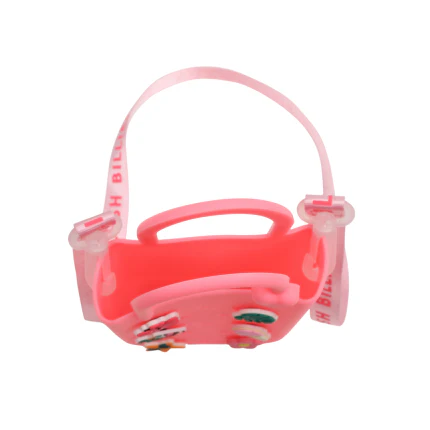 Borsa in gomma Billie Blush rosa con charms - Image 4