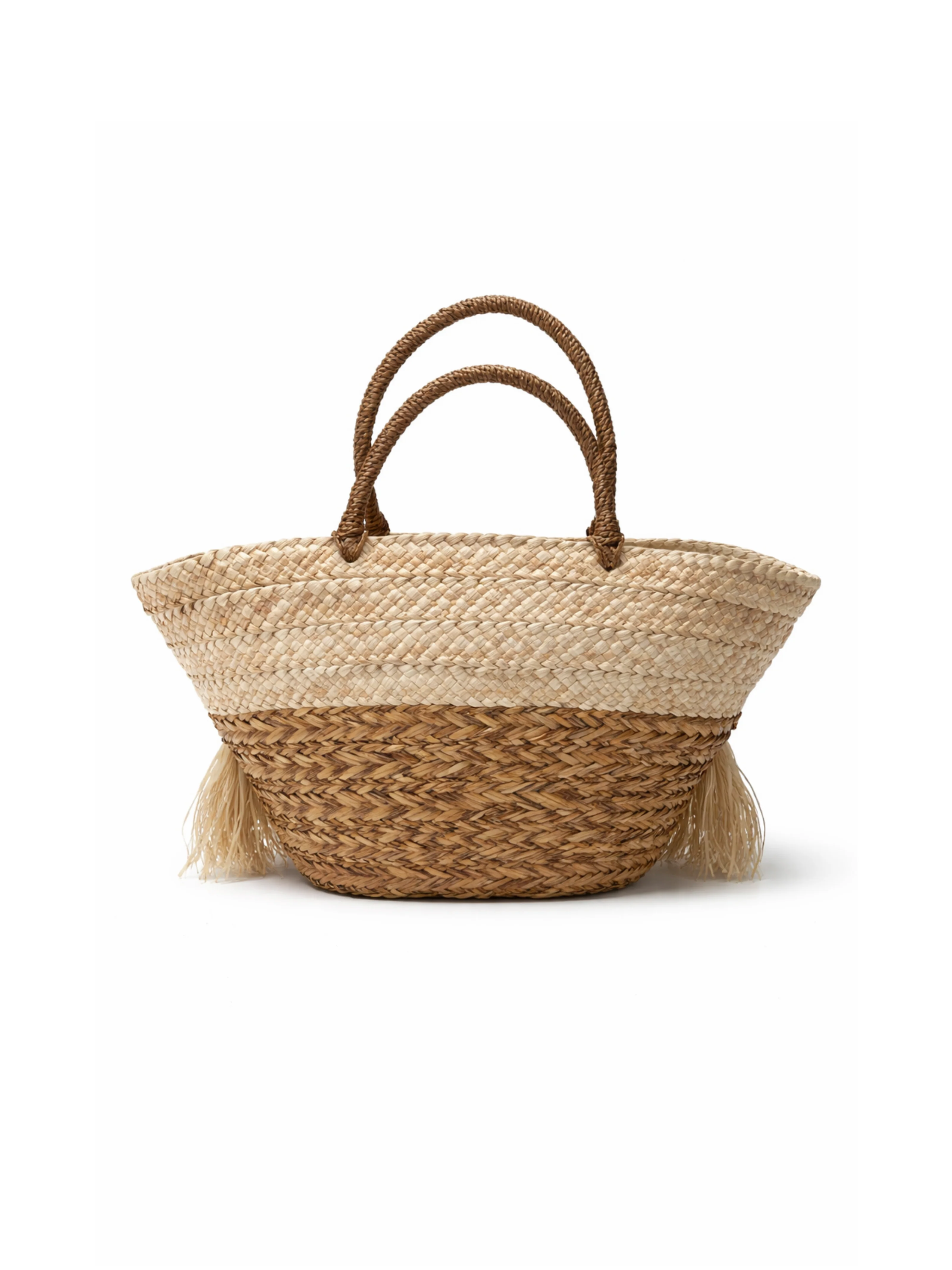 Borsa in rafia Pho Firenze beige con nappine in strass - Image 3