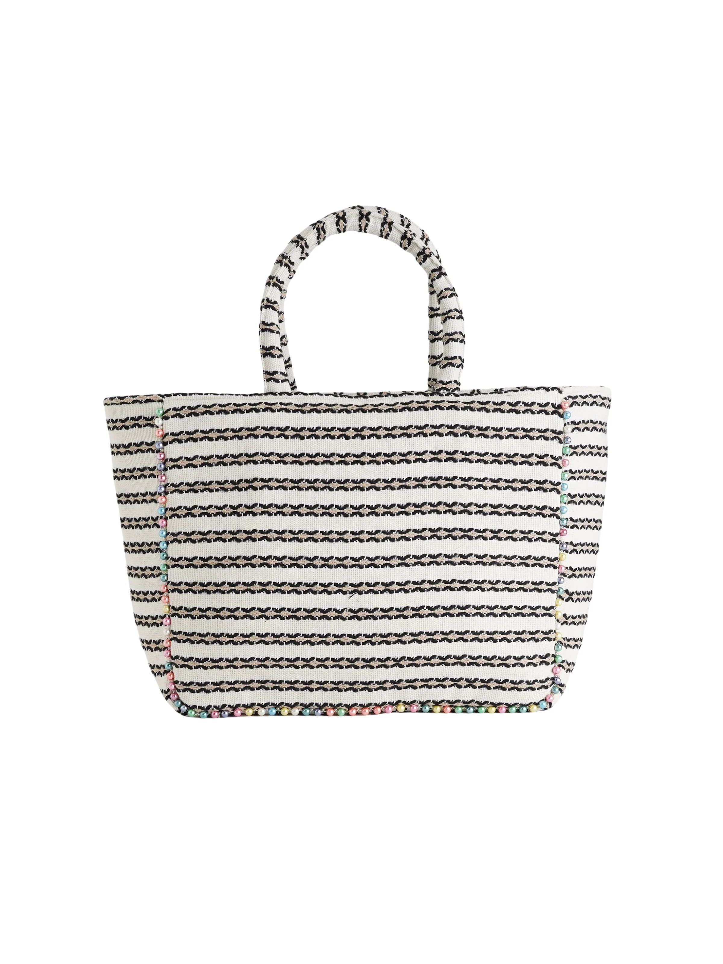 Borsa "L Indy" Marc Ellis a righe nero e beige - Image 3