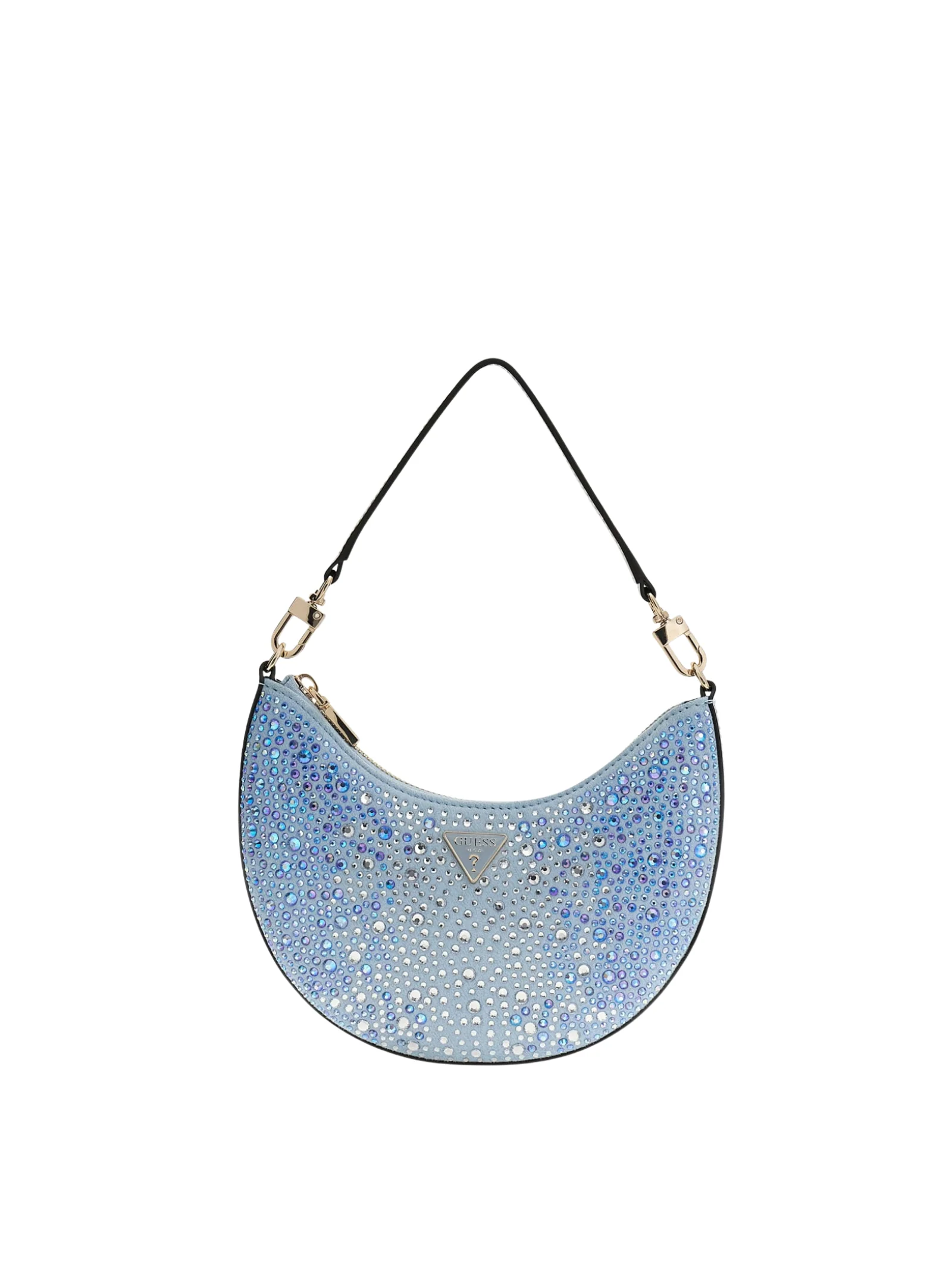 Borsa mezza luna Guess in denim con strass all over