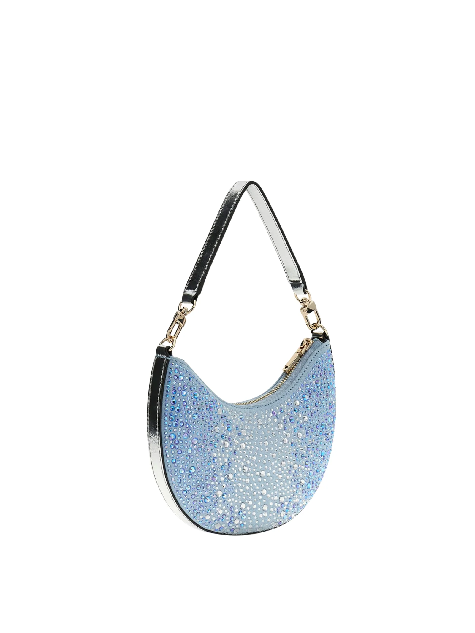 Borsa mezza luna Guess in denim con strass all over - Image 2