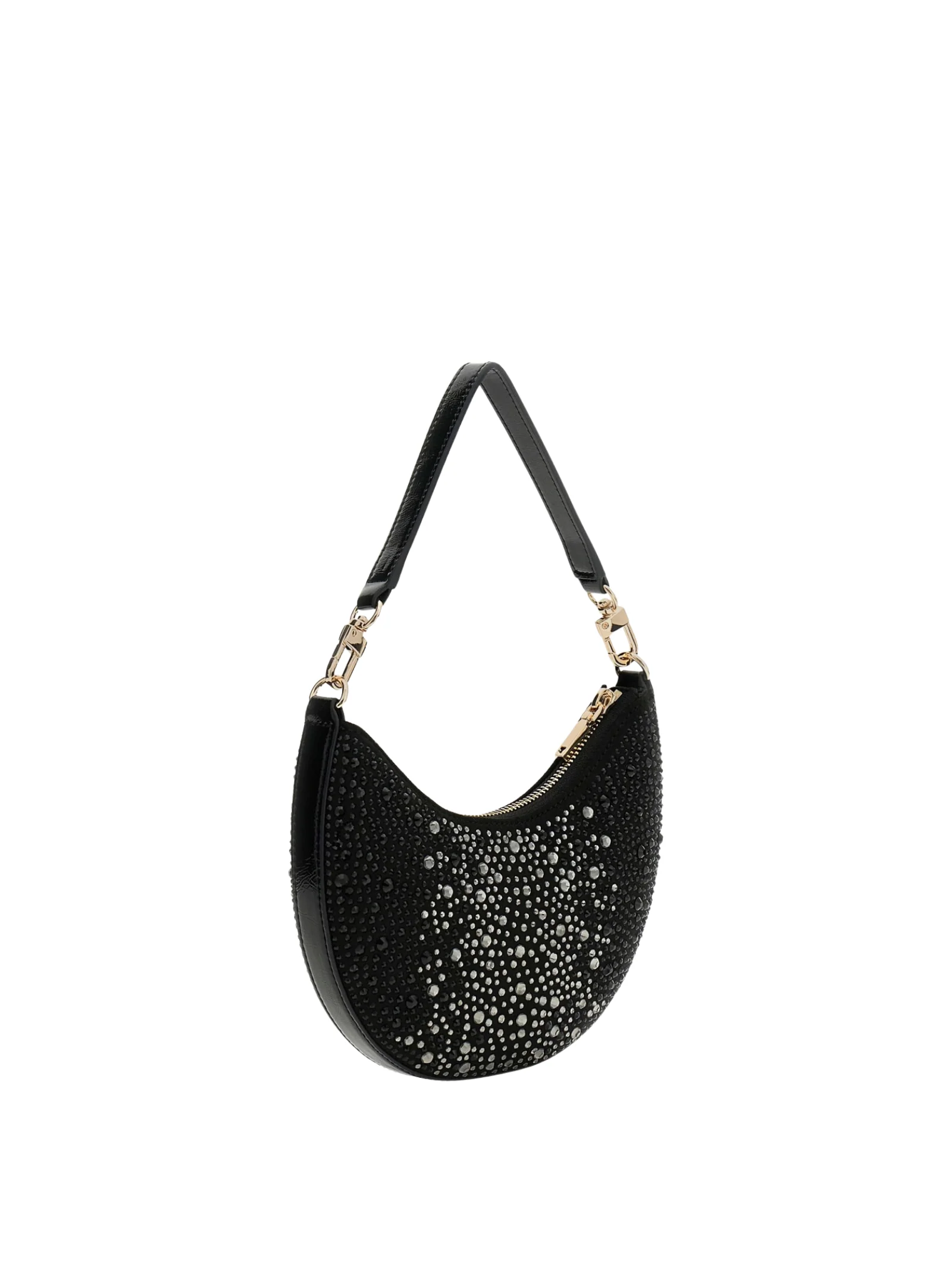 Borsa mezza luna Guess nera con strass all over - Image 2