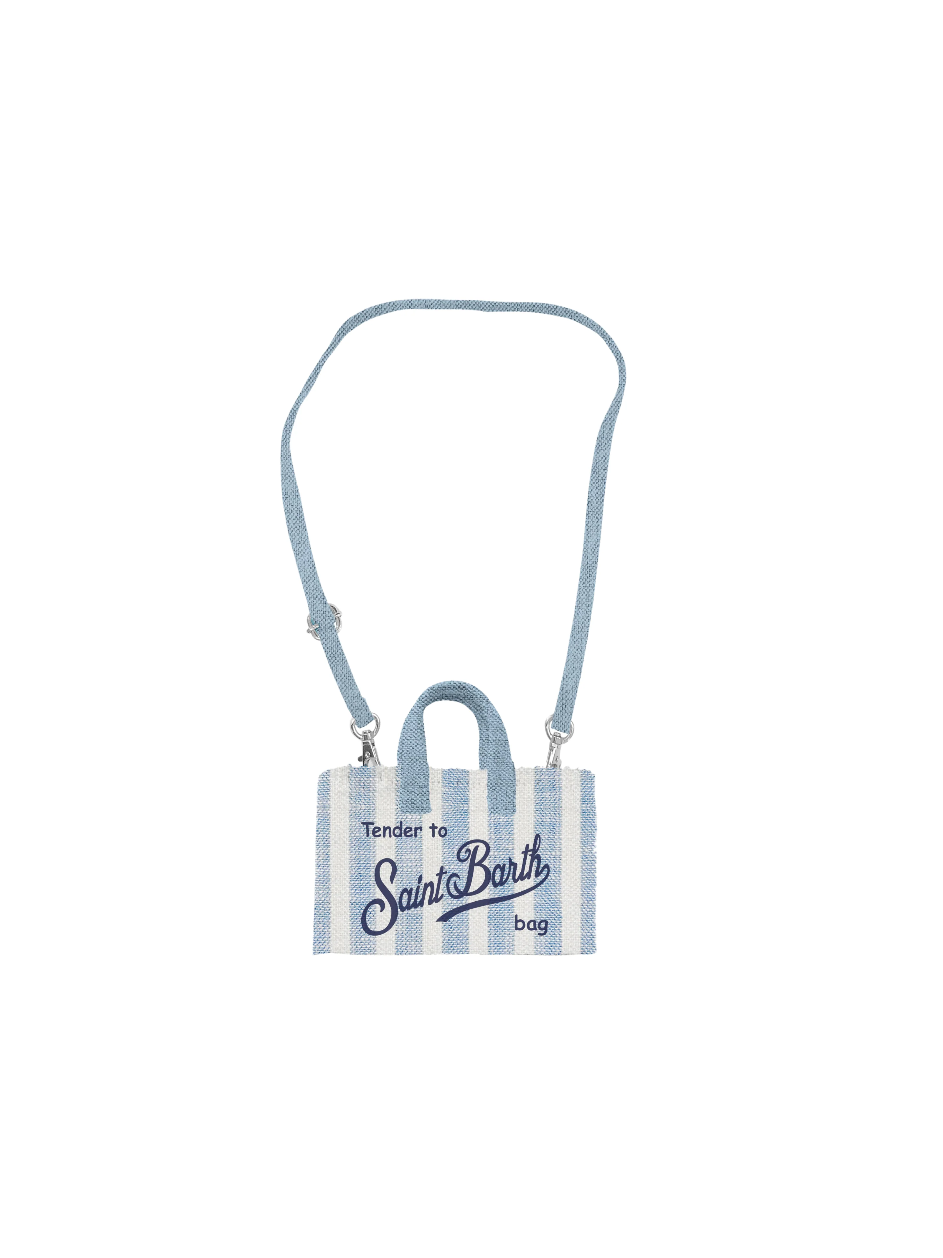 Borsa porta telefono "Linen Stripes V31" Saint Barth a righe azzurra