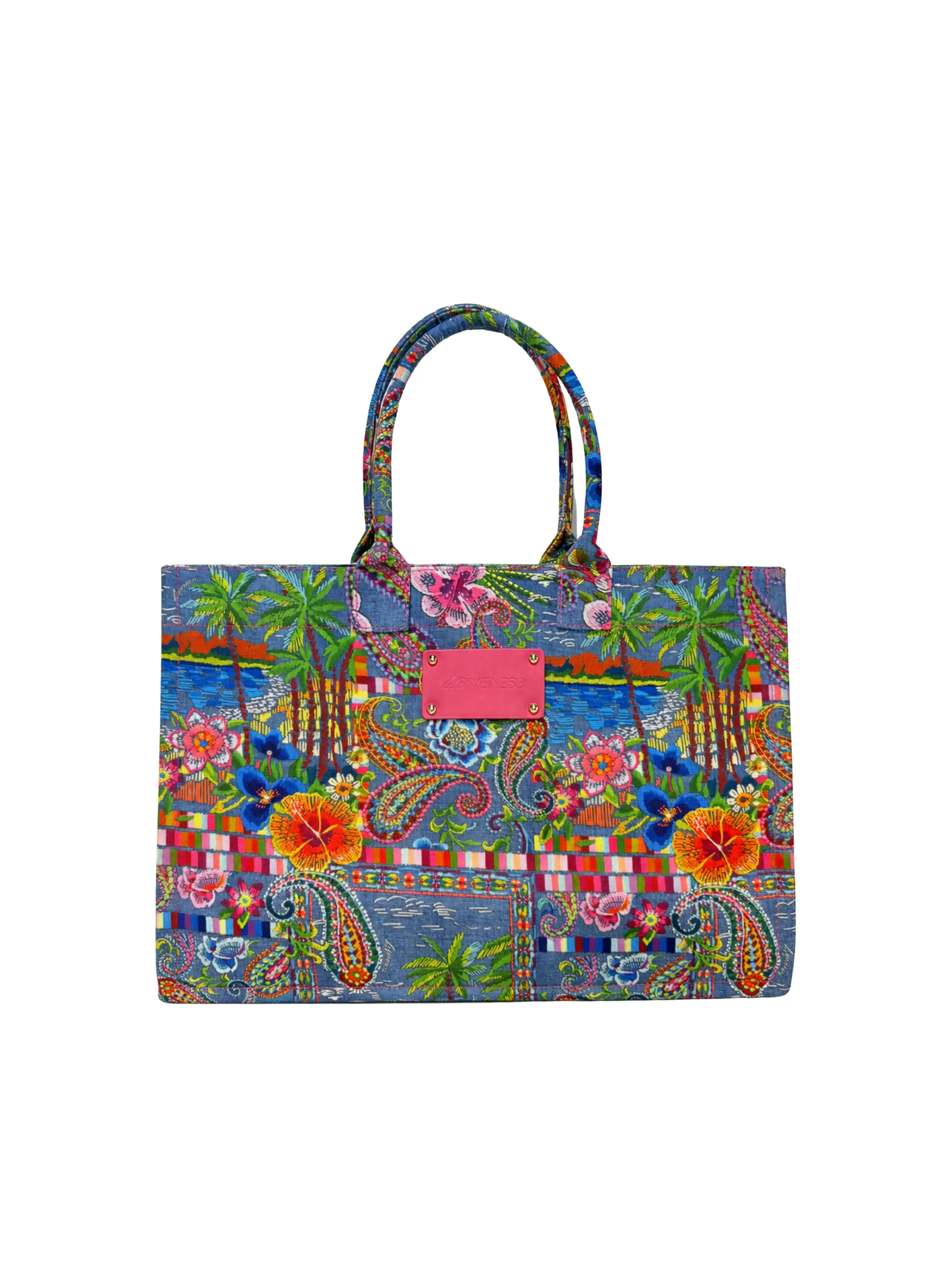 Borsa "Saint Tropez" 4Giveness azzurra con fantasia multicolor