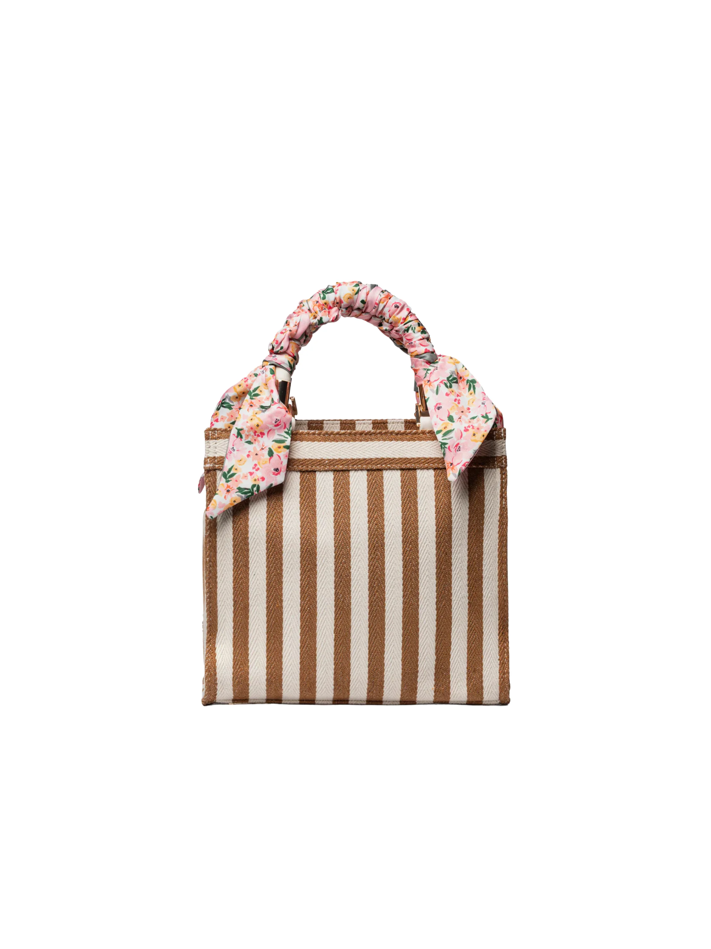 Borsa "Saint Tropez S" Secret Pon Pon beige e cuoio a righe - Image 3