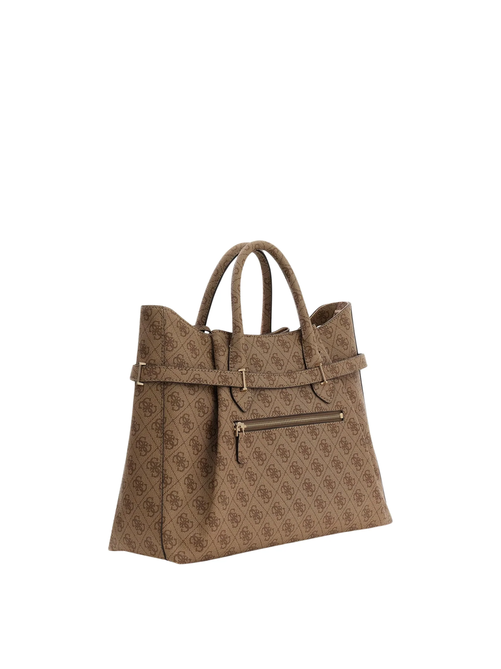 Borsa shopper Guess marrone con logo 4G e pinces frontali - Image 2