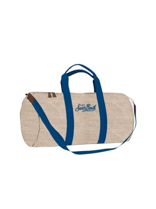 Borsa sportiva MC2 Saint Barth "Jetleg round linen" beige effetto denim
