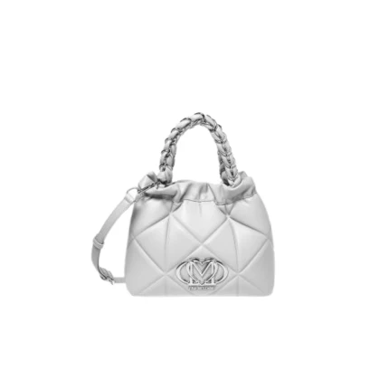 Borsa trapuntata Love Moschino grigia con manico intrecciato