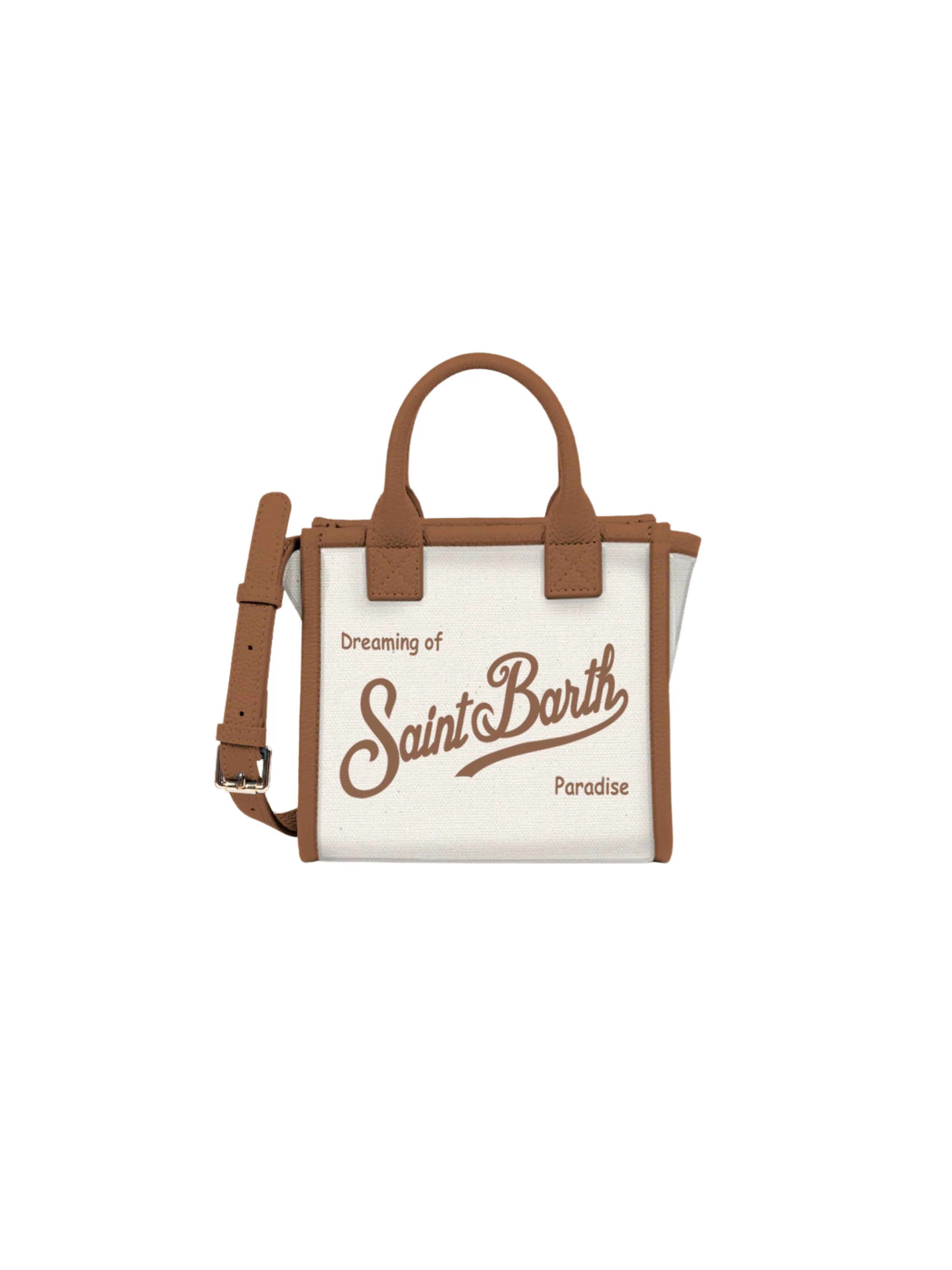 Borsa "Vanity Bag Mini" Saint Barth bianca con dettagli marroni