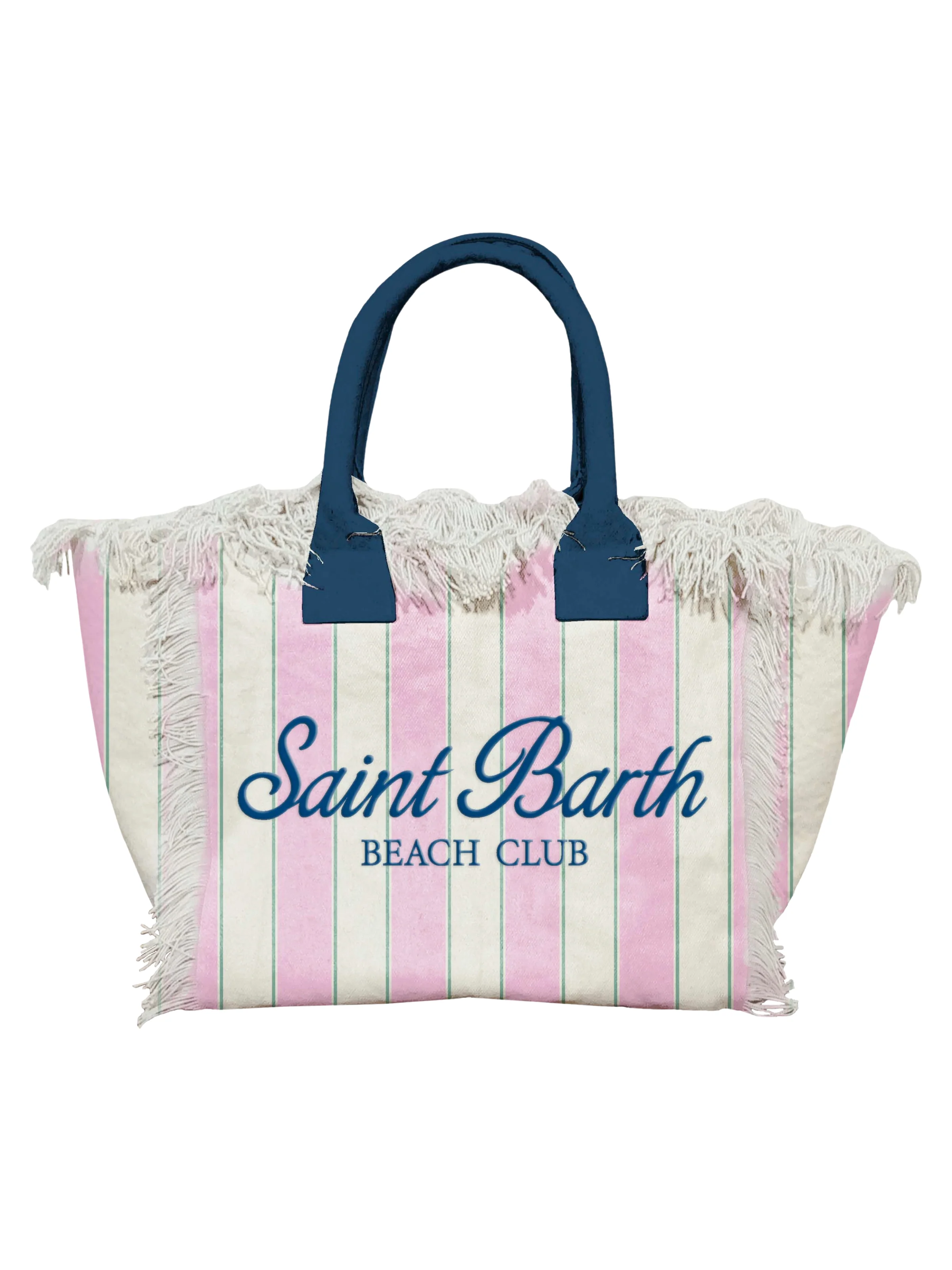 Borsa "Vanity" Saint Barth a righe rosa con manici blu