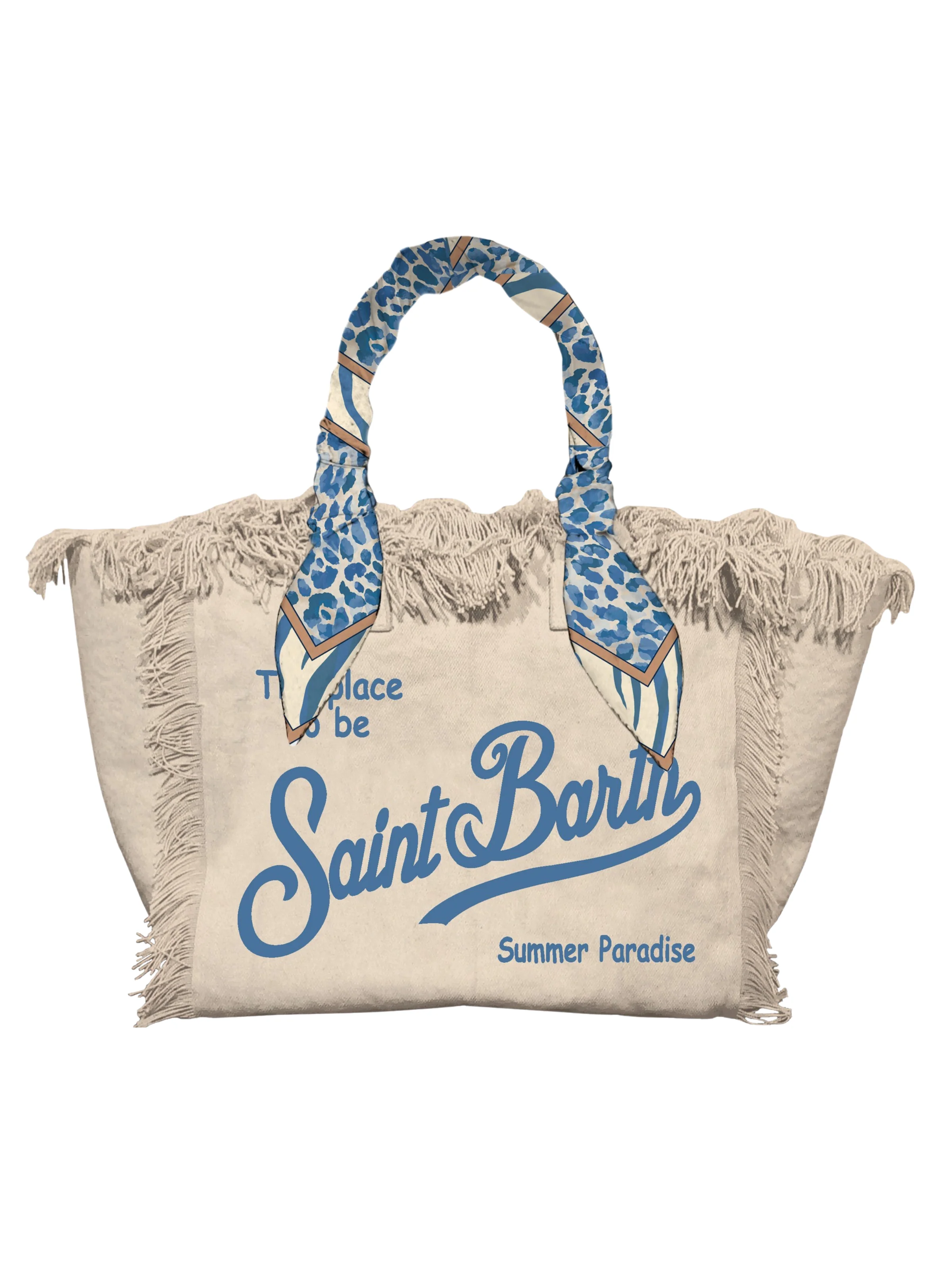 Borsa "Vanity" Saint Barth beige con foulard sui manici