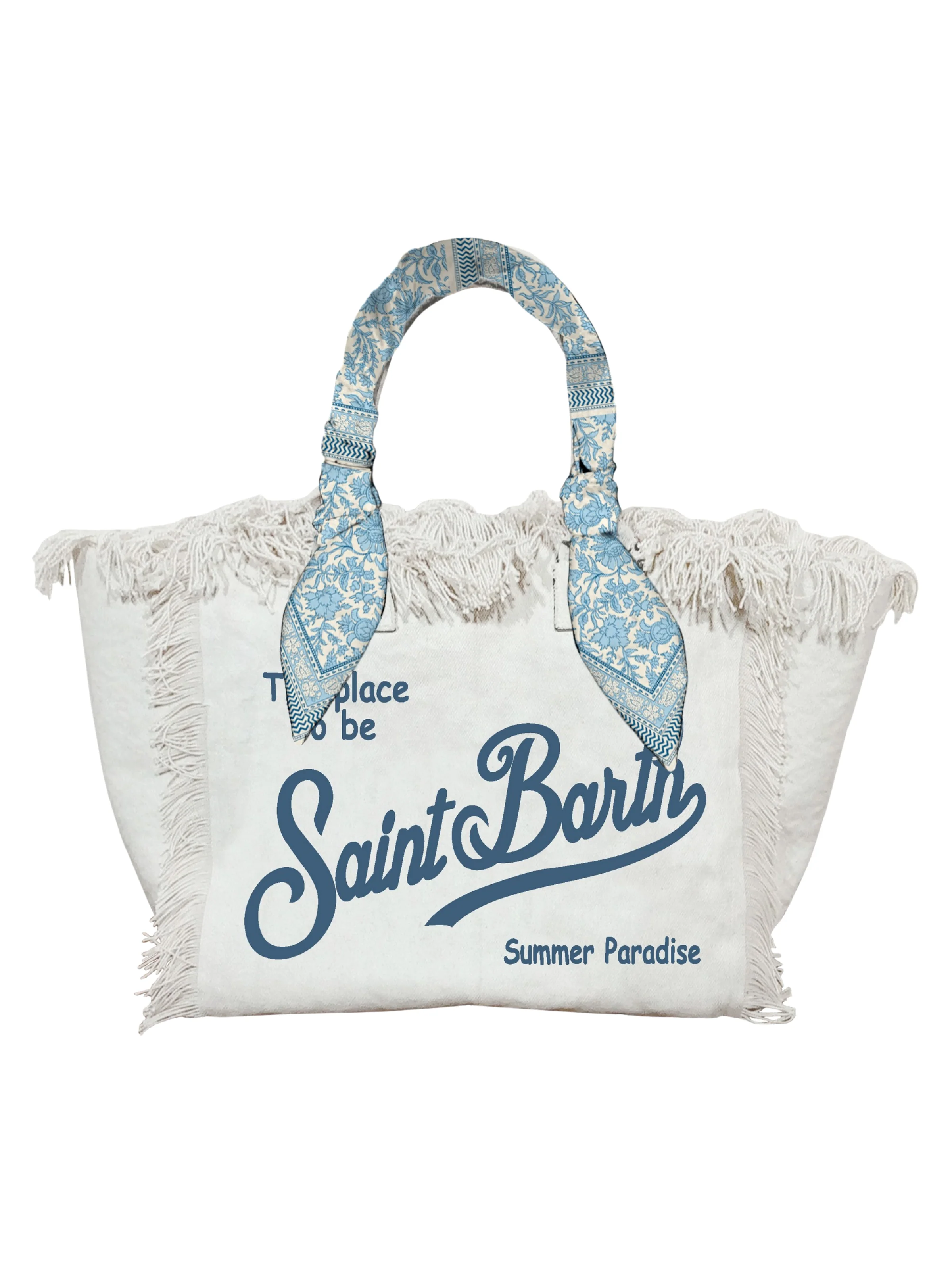 Borsa "Vanity" Saint Barth bianca con foulard sui manici