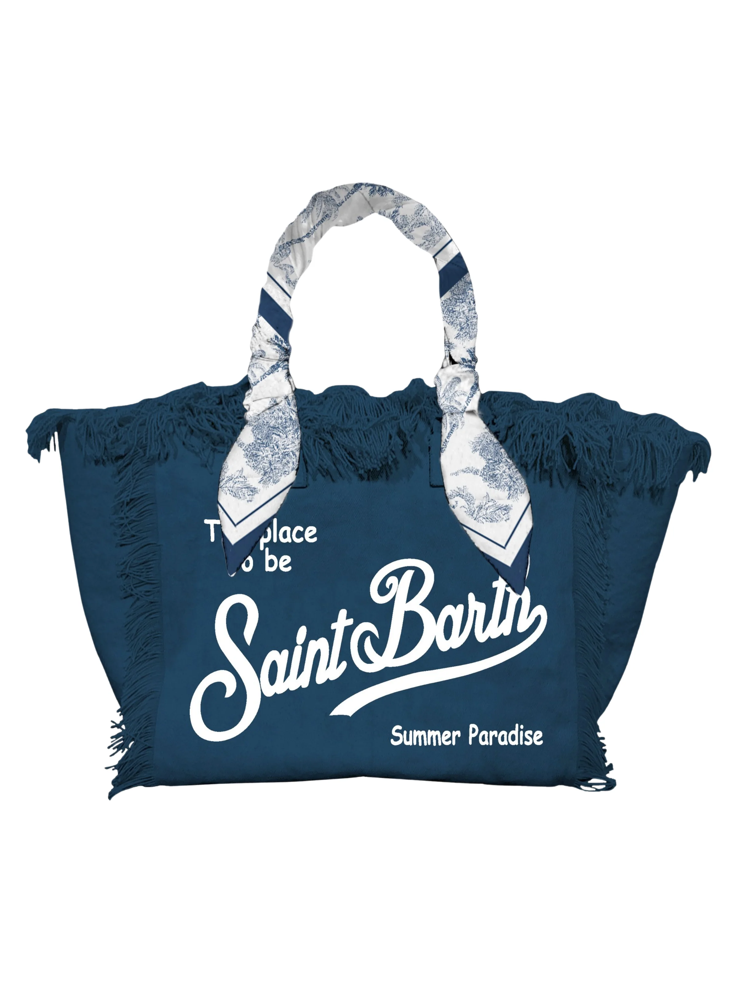 Borsa "Vanity" Saint Barth blu navy con foulard sui manici