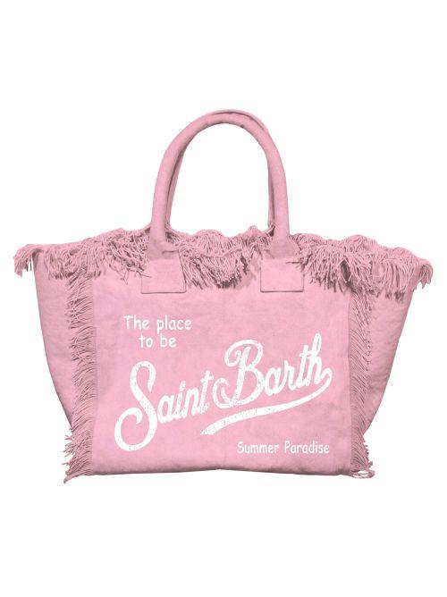 Borsa "Vanity" Saint Barth rosa con logo bianco