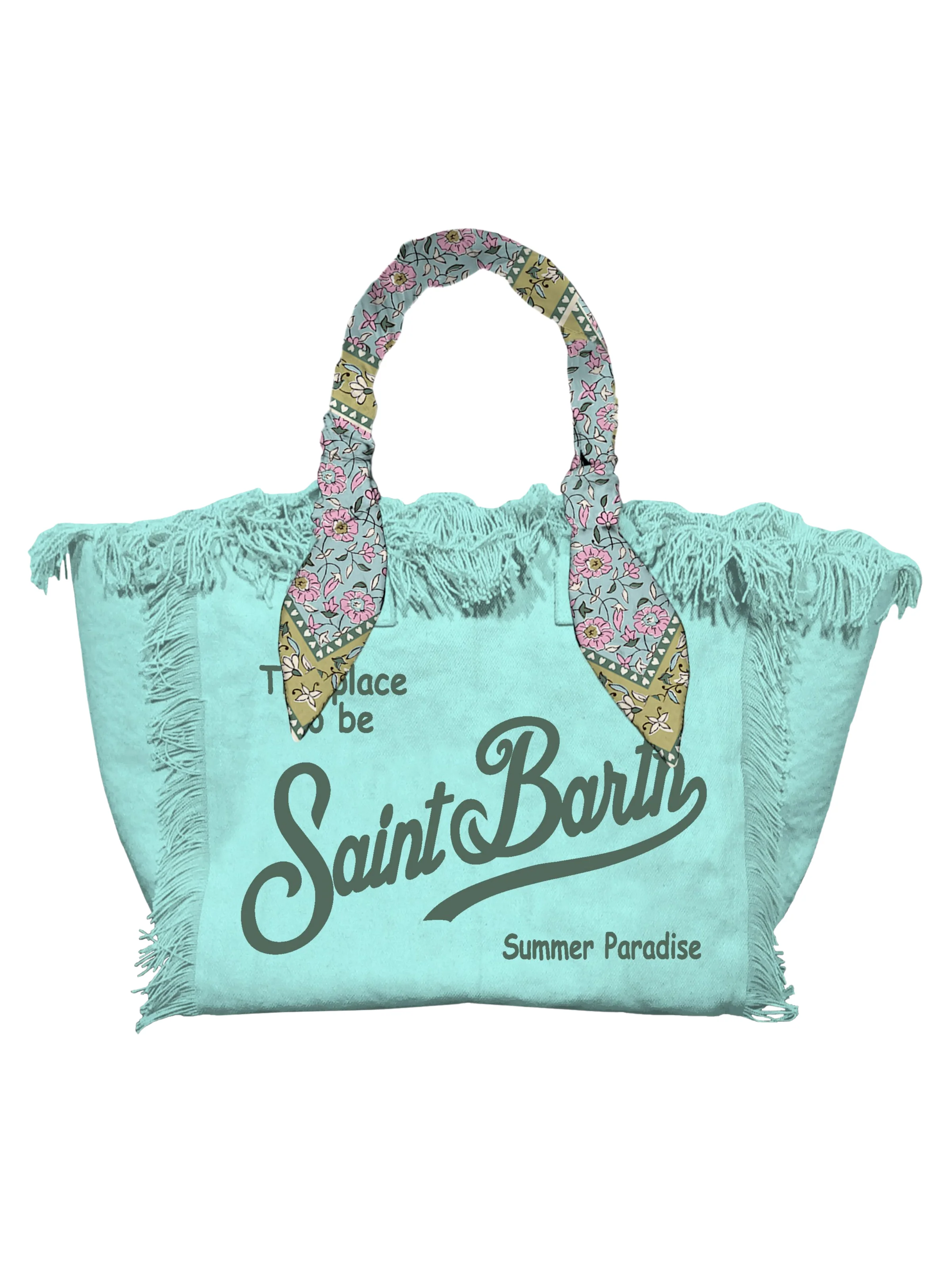 Borsa "Vanity" Saint Barth verde acqua con foulard sui manici