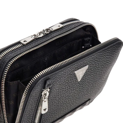 Borsello a doppia zip Guess nero con tracolla removibile - Image 3