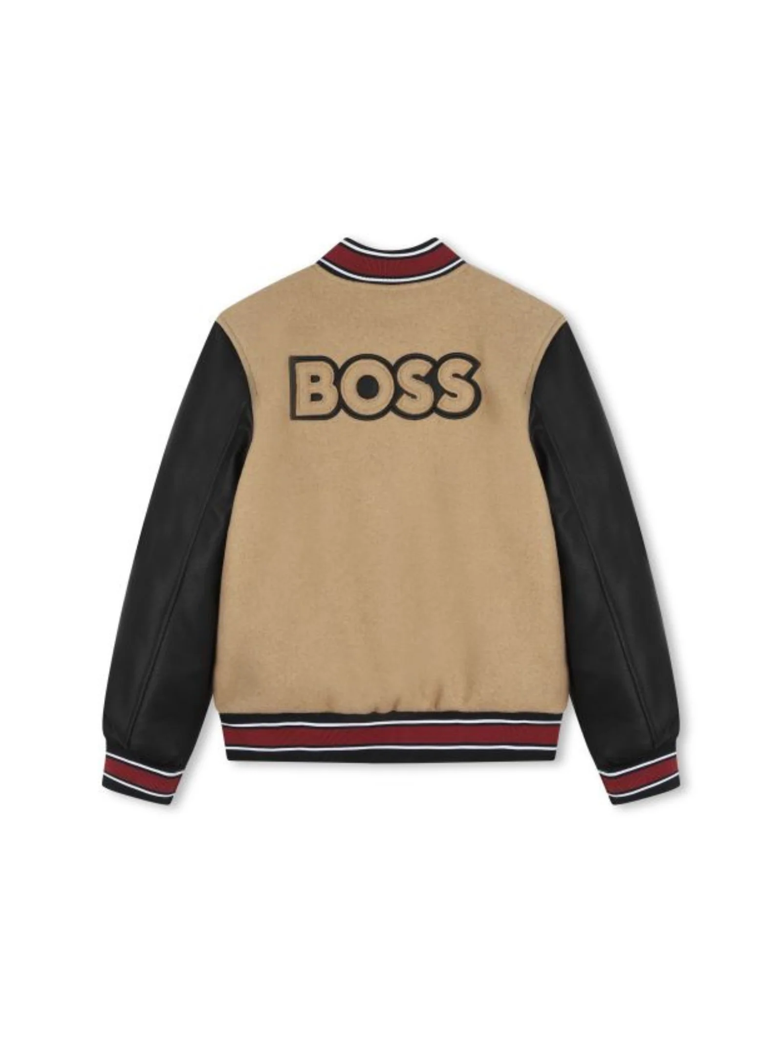 Bomber beige Boss con maniche in ecopelle - Image 2
