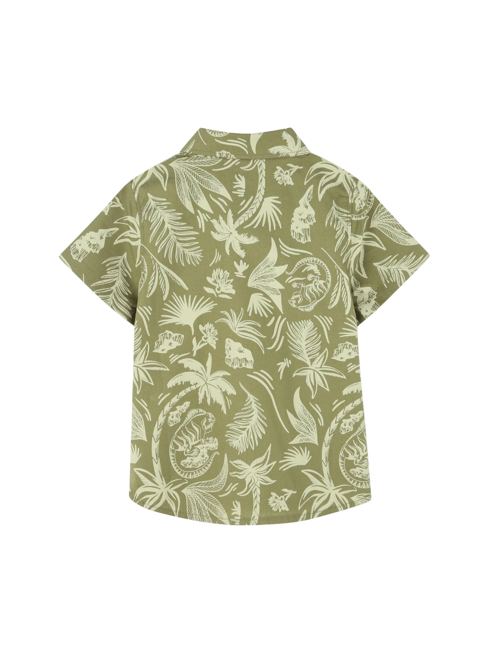 Camicia a maniche corte Boss verde con stampa tropicale all over - Image 2