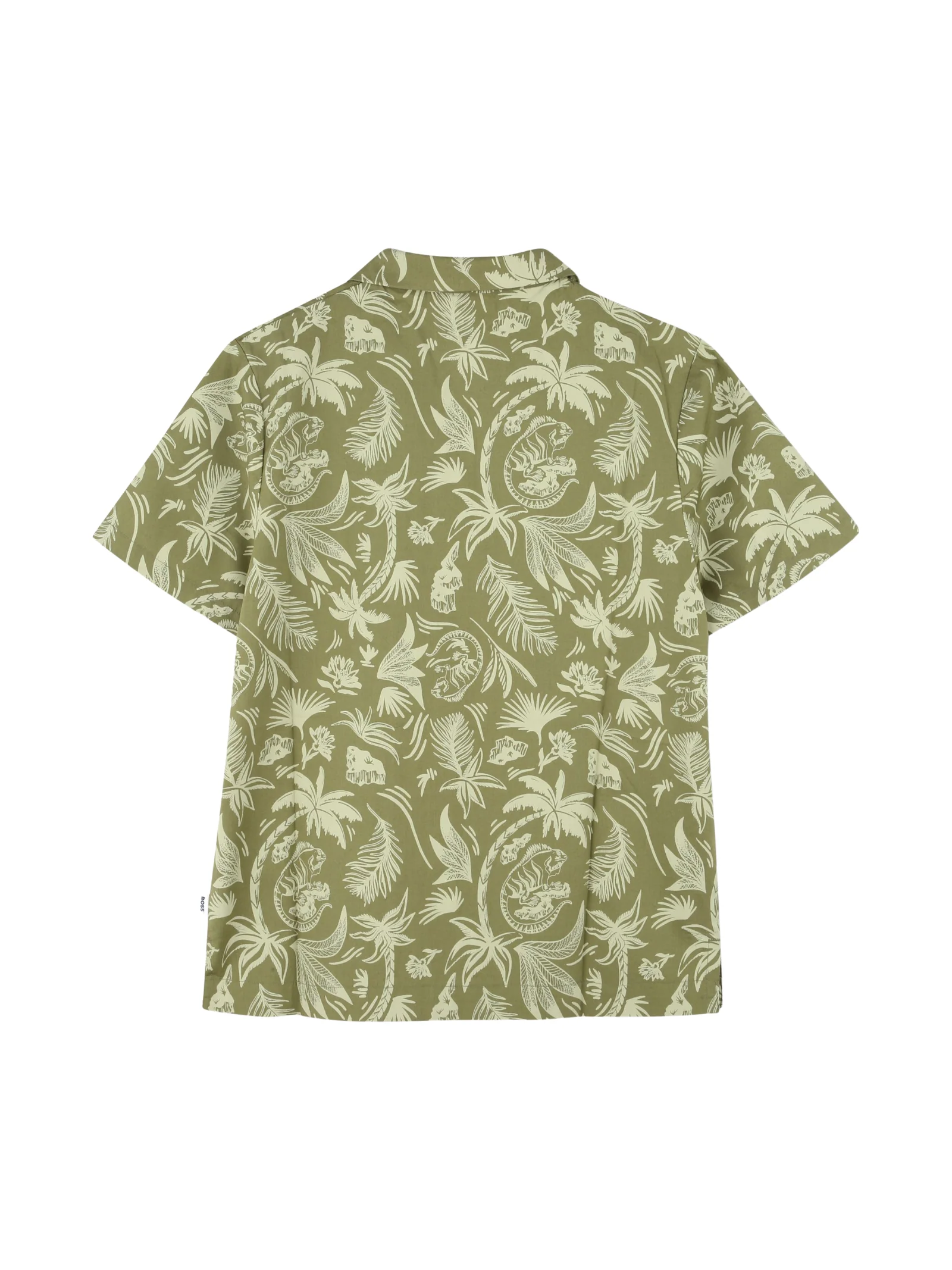 Camicia a maniche corte Boss verde militare con stampa tropicale - Image 2