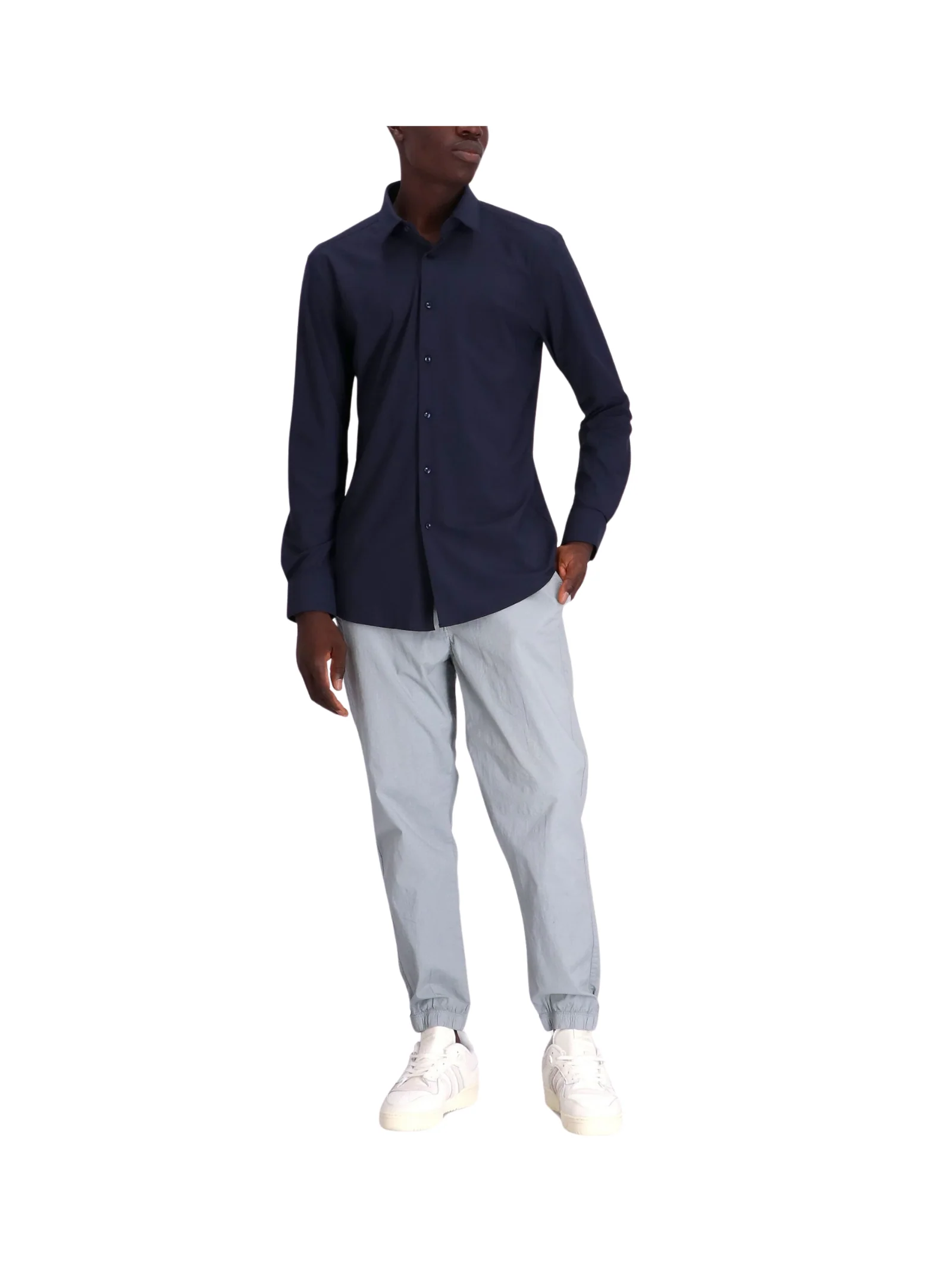 Camicia blu navy con colletto a punta - Image 2