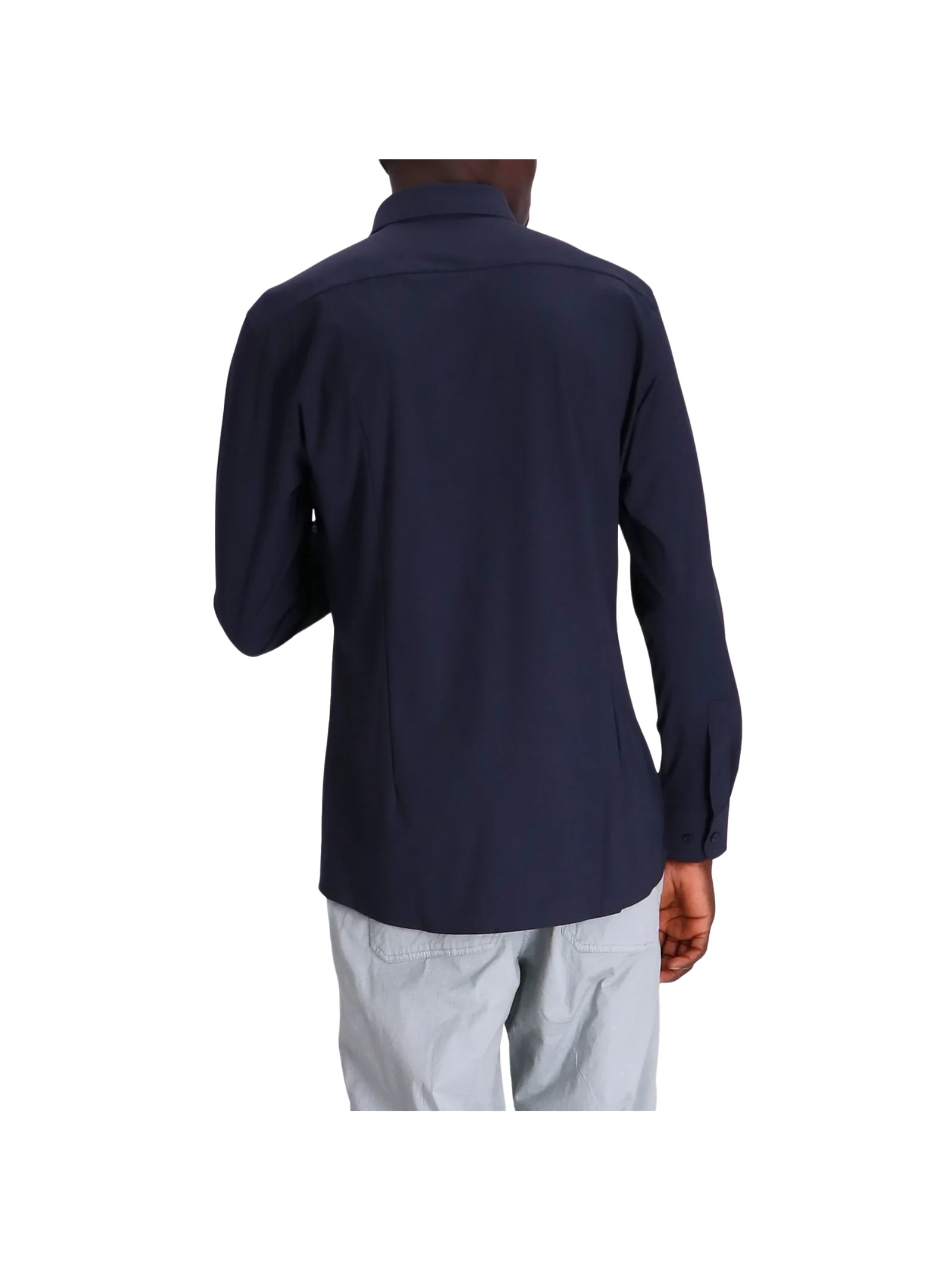 Camicia blu navy con colletto a punta - Image 3