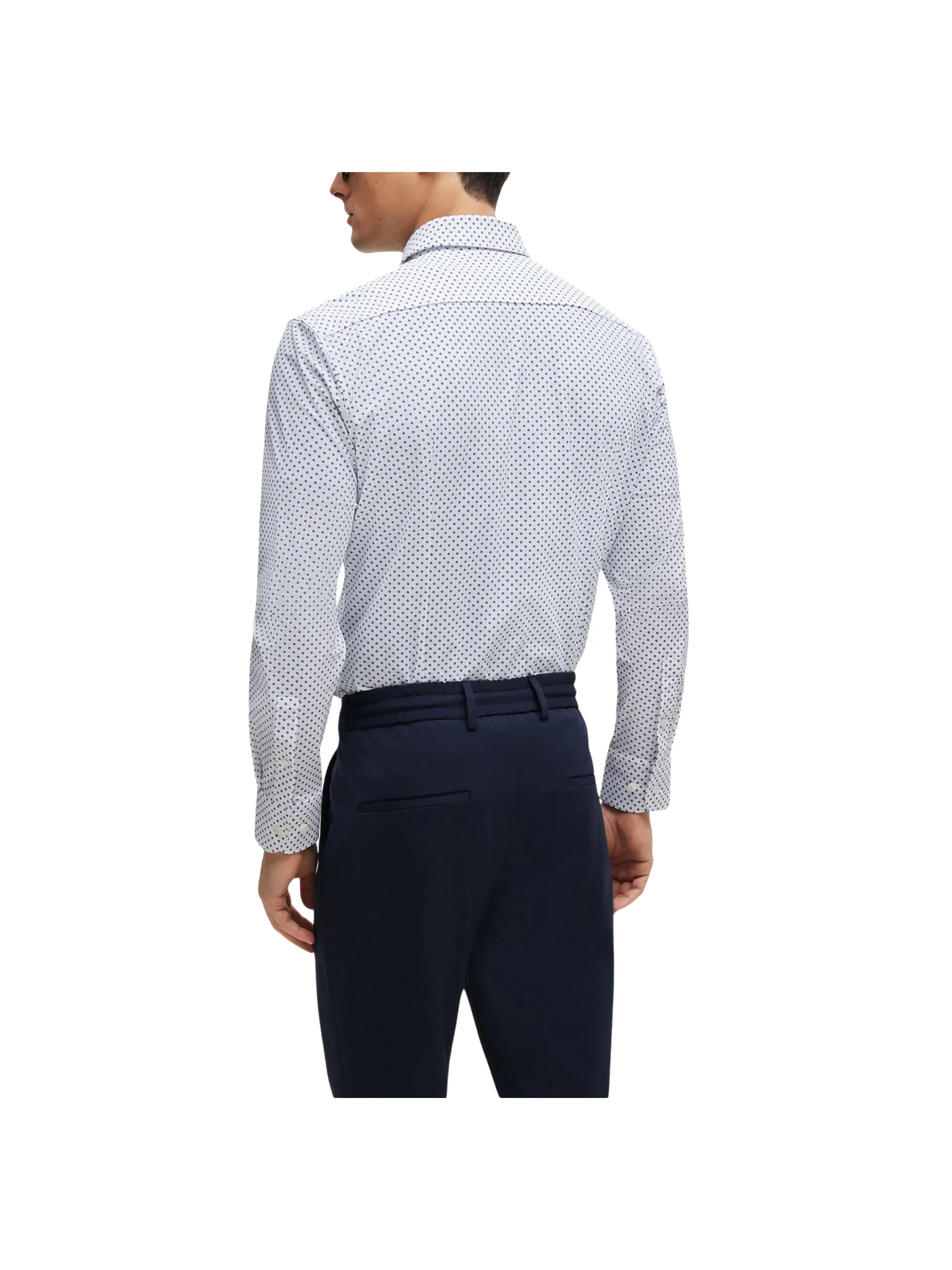 Camicia slim fit elasticizzata bianca con micro fantasia - Image 5