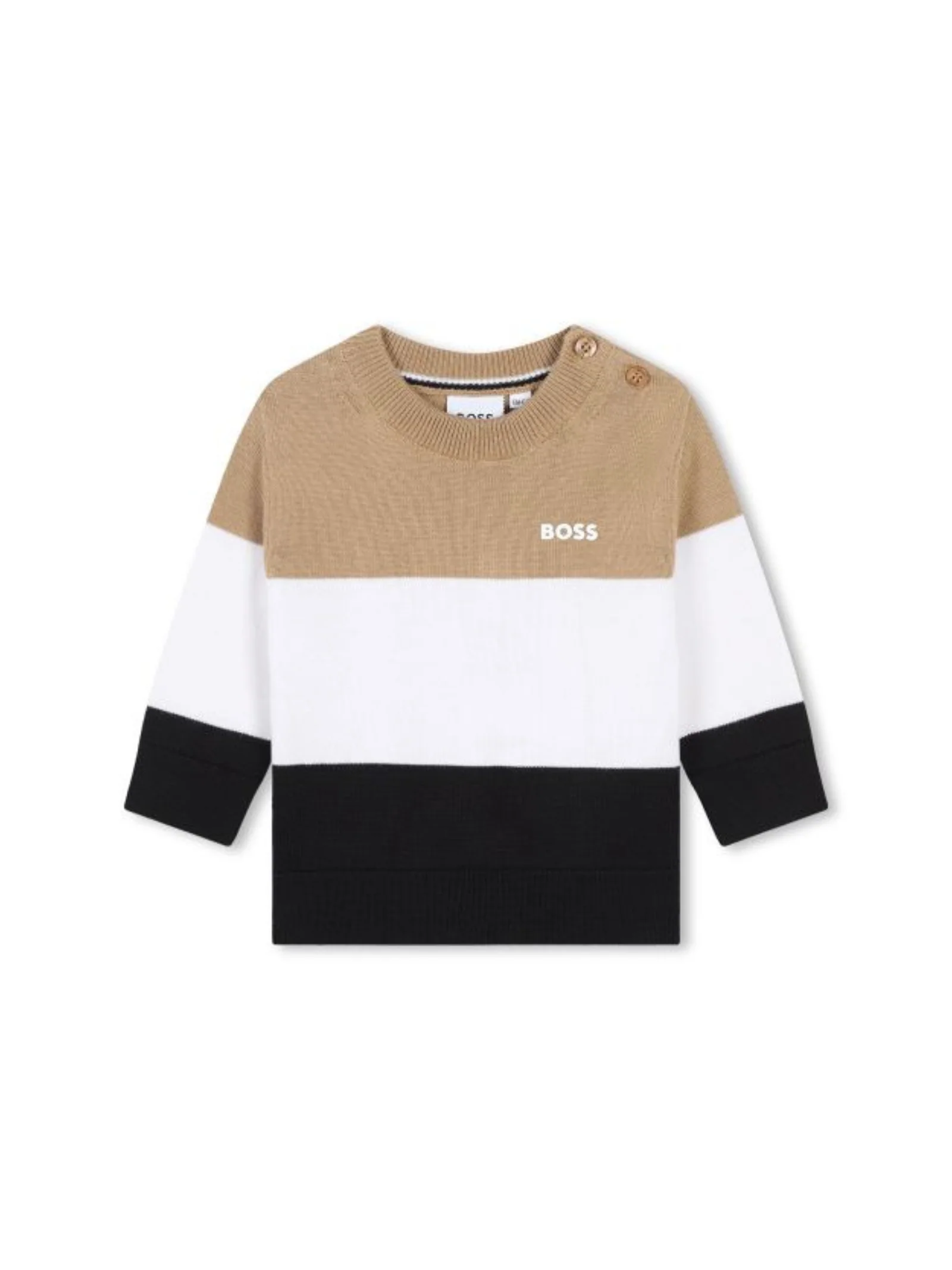 Maglia Boss a tre bande beige bianco e nero