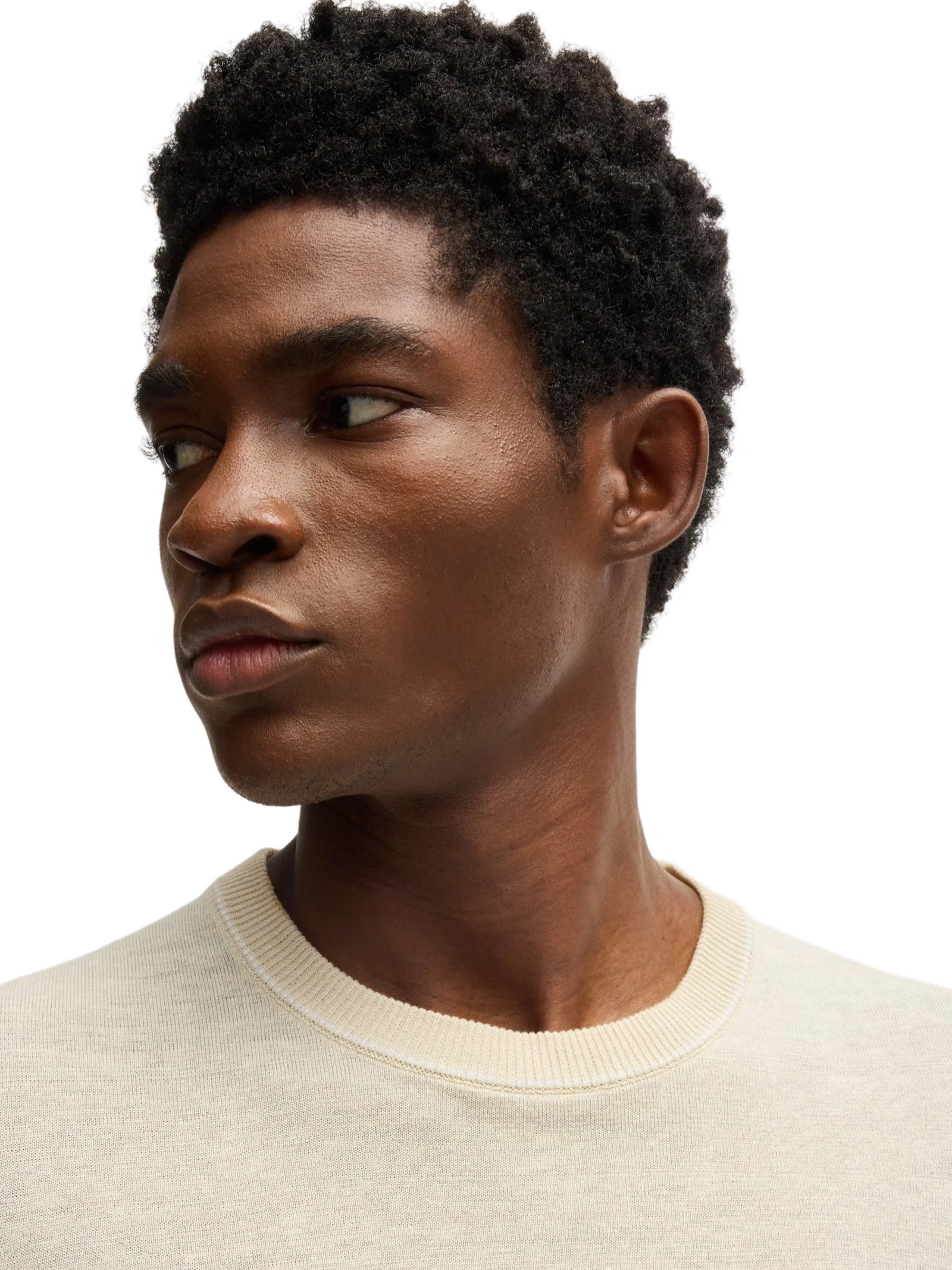 Maglia Boss naturale in misto lino con profili - Image 4
