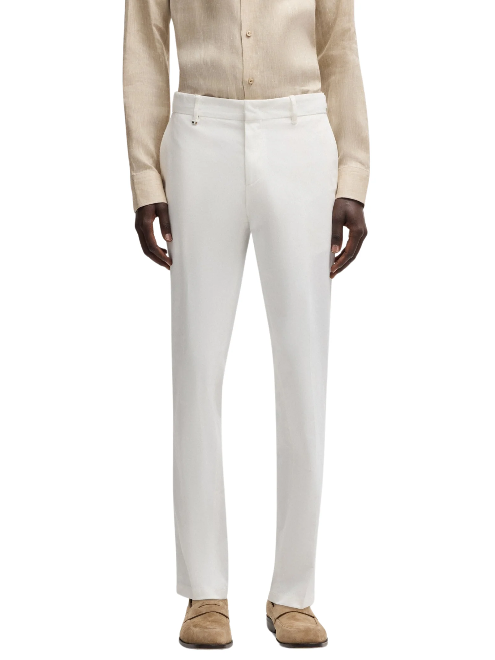 Pantalone formali Boss in comodo cotone elasticizzato bianco - Image 2