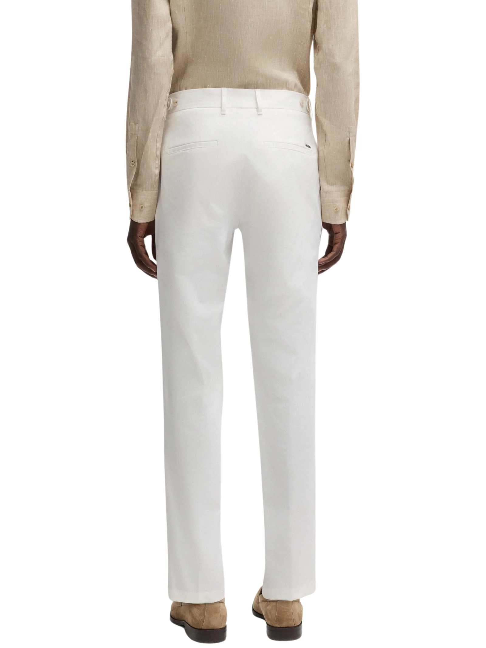 Pantalone formali Boss in comodo cotone elasticizzato bianco - Image 3