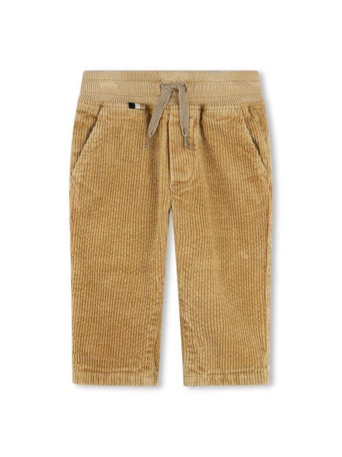 Pantaloni Boss in velluto beige per neonato