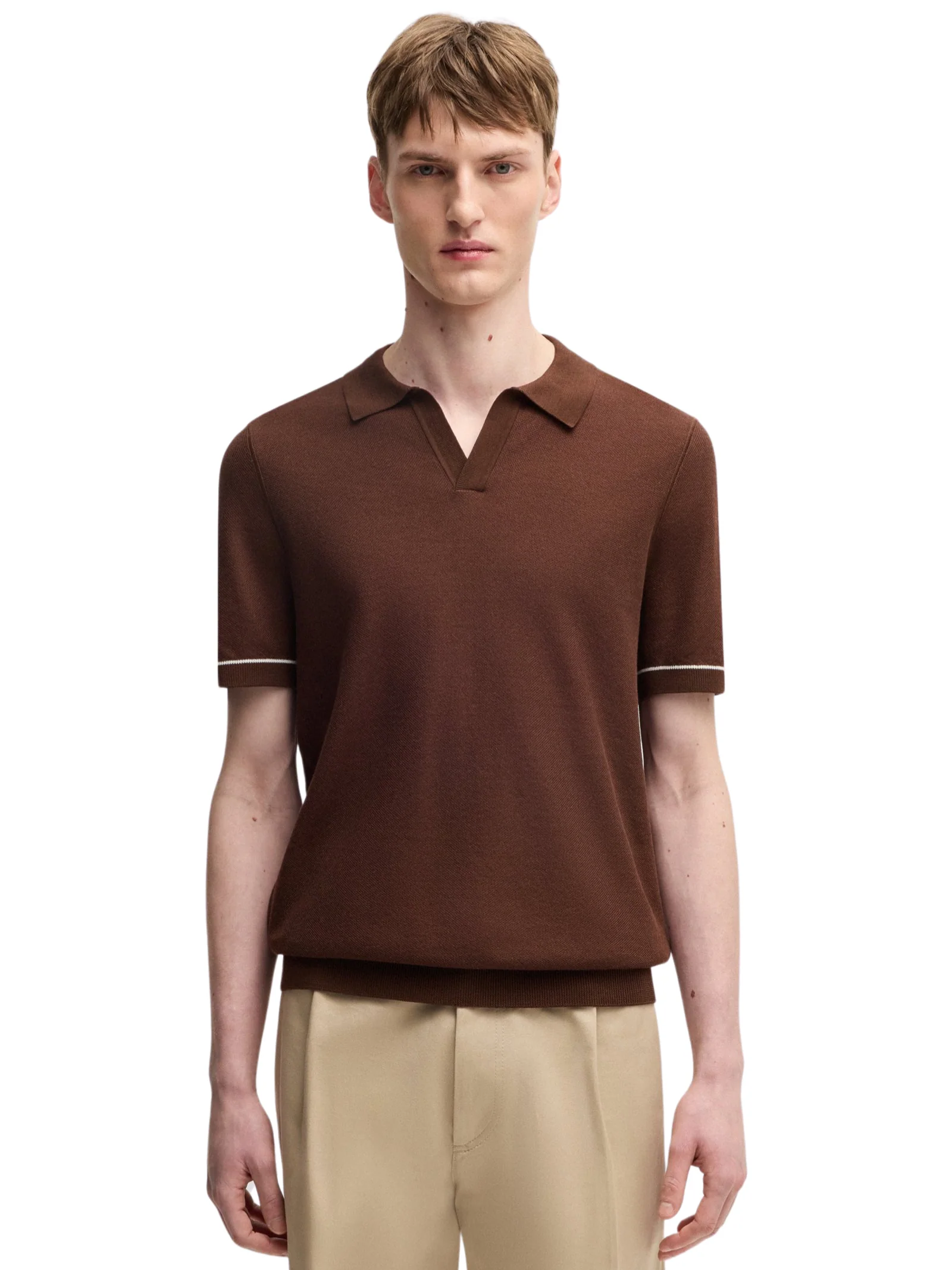 Polo Boss marrone con colletto jhonny - Image 2