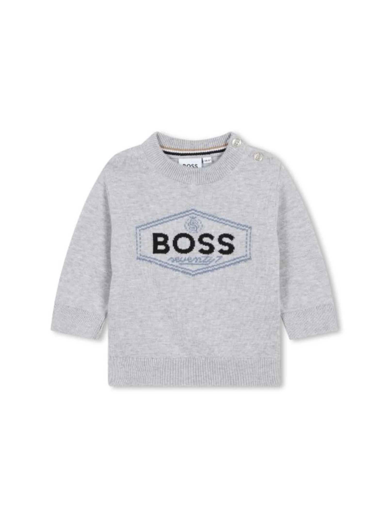 Pullover Boss grigio chiaro per neonato con logo