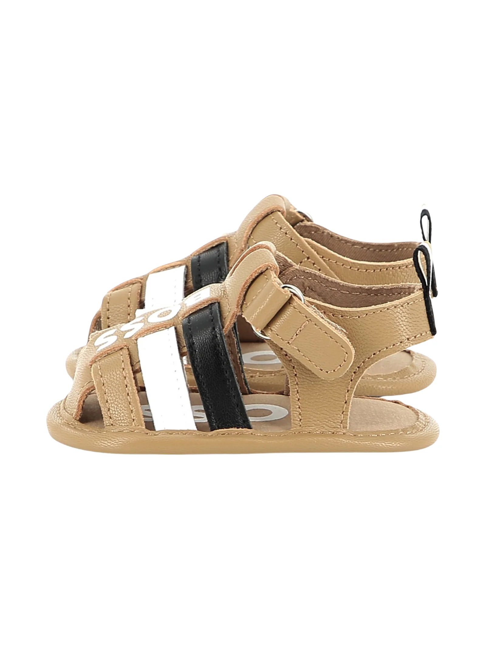 Sandali Boss in ecopelle beige con dettagli a contrasto - Image 3