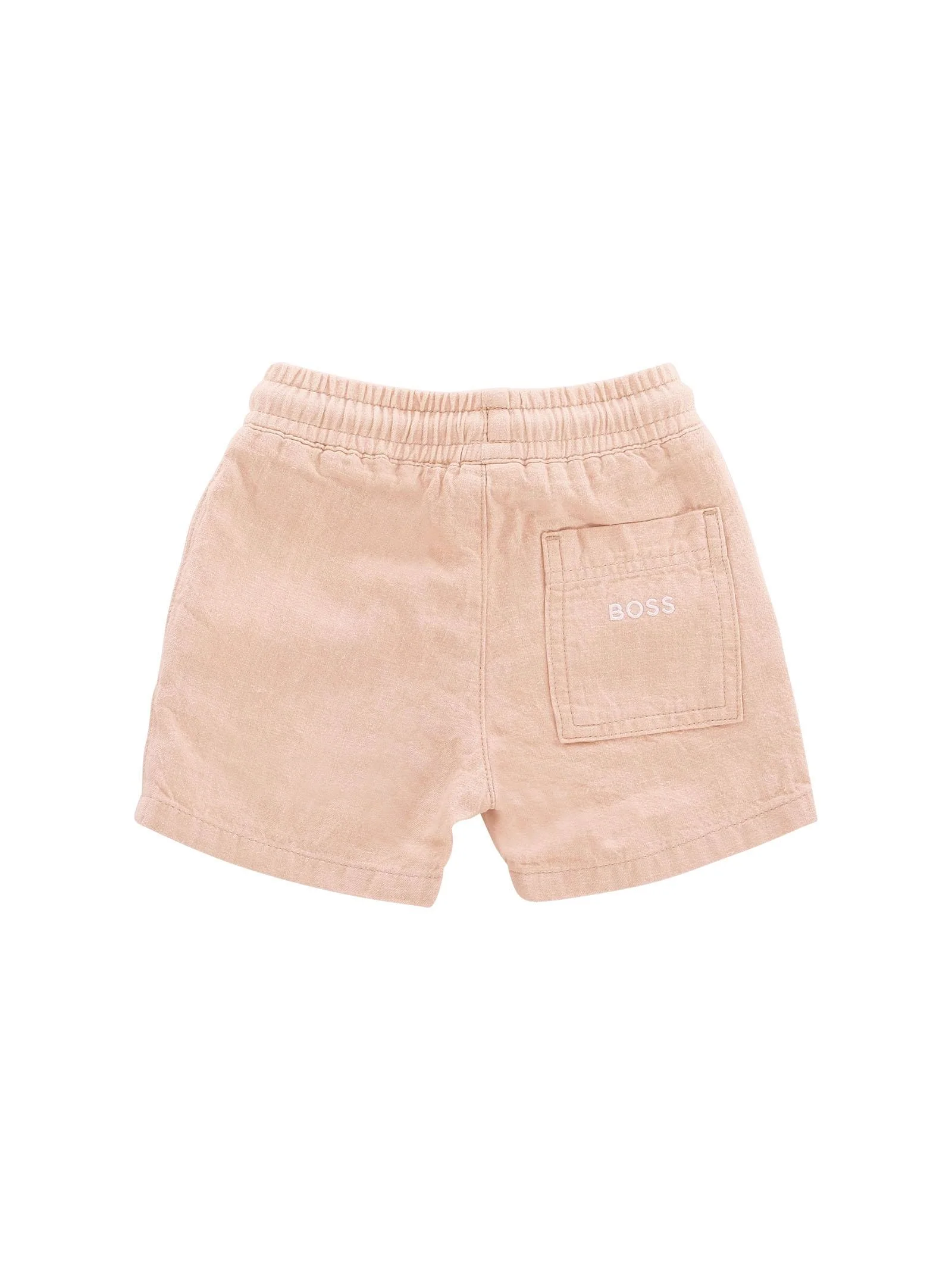 Shorts in lino Boss beige con logo posteriore ricamato - Image 2