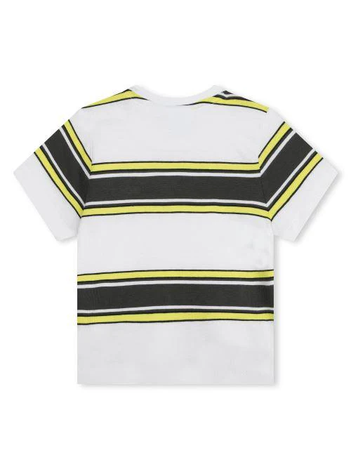 T-shirt bianca righe in contrasto giallo/nero - Image 2