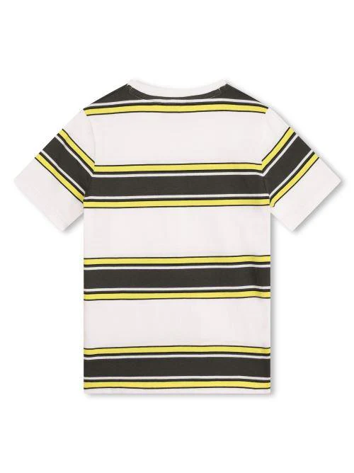 T-shirt bianca righe in contrasto giallo/nero - Image 2