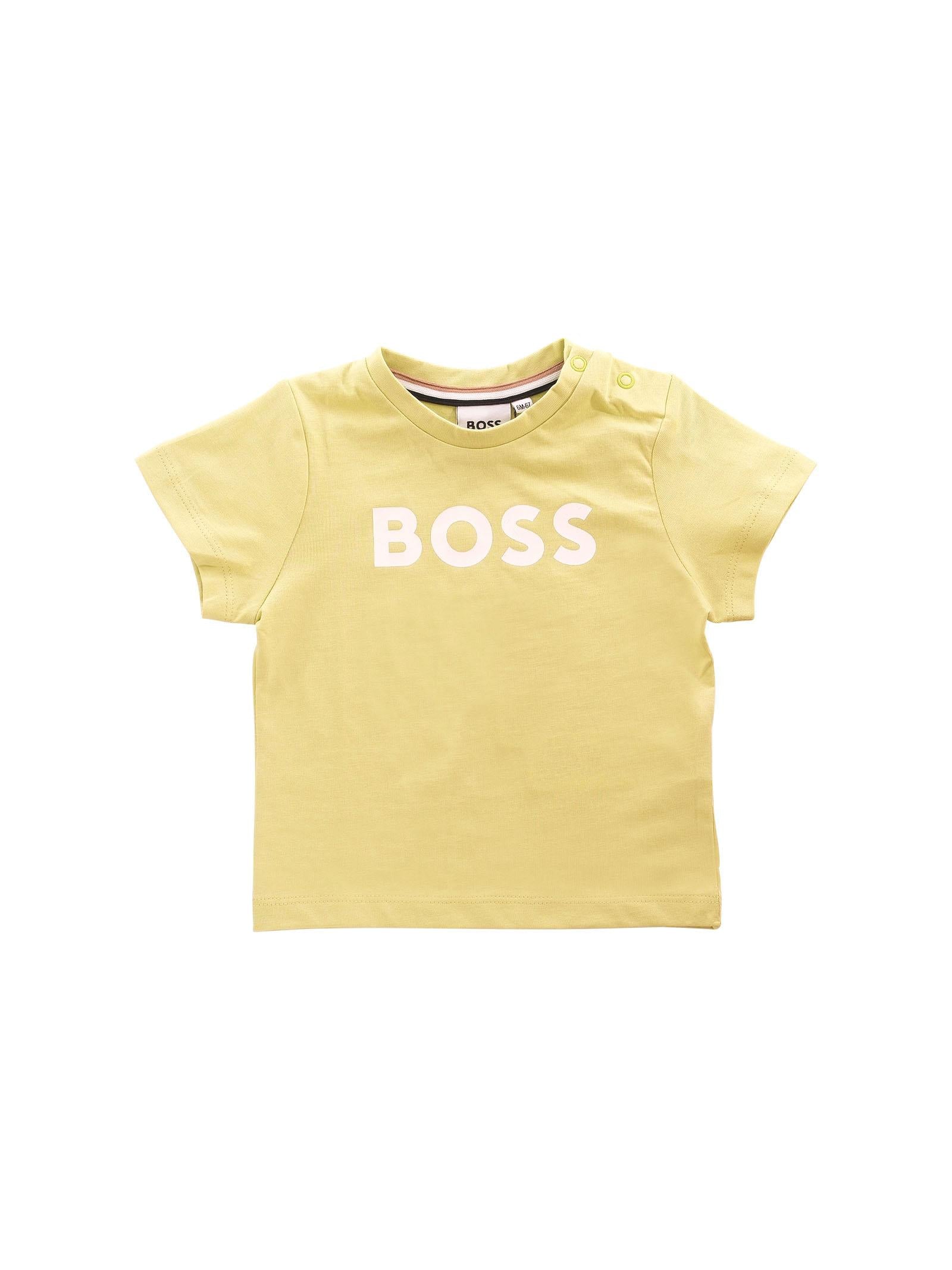 T-Shirt Boss verde con logo frontale