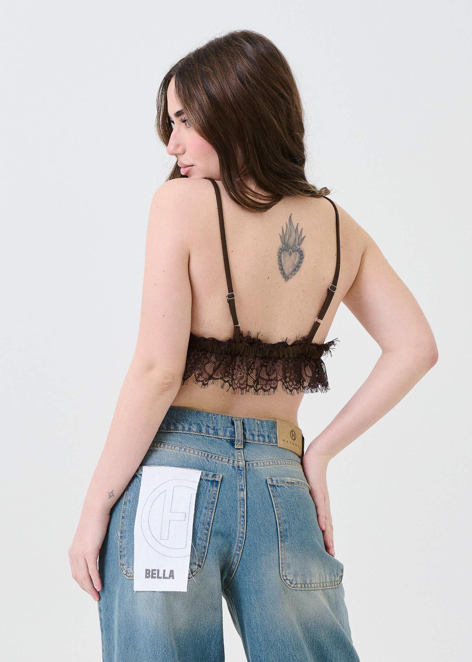 Bralette Haveone moro con dettagli in pizzo - Image 3