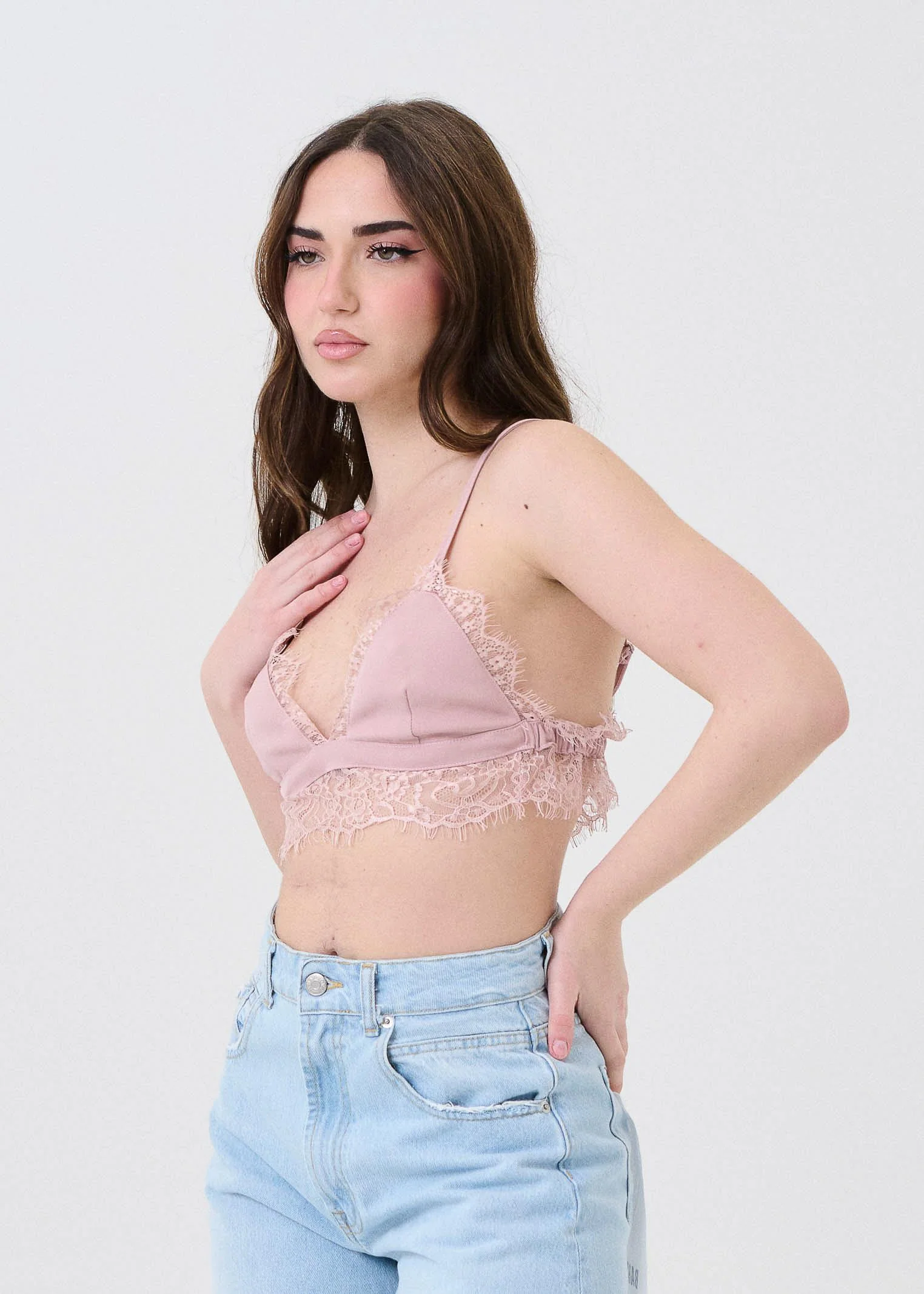 Bralette Haveone rosa cipria con dettagli in pizzo - Image 2